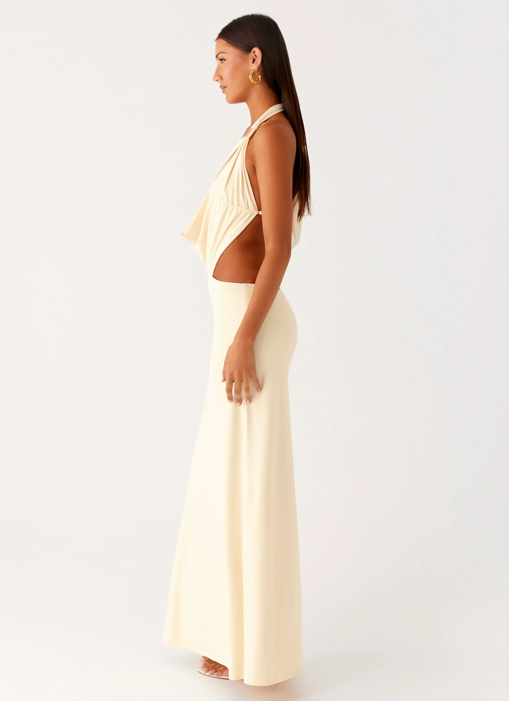 Torina Halter Maxi Dress - Lemon