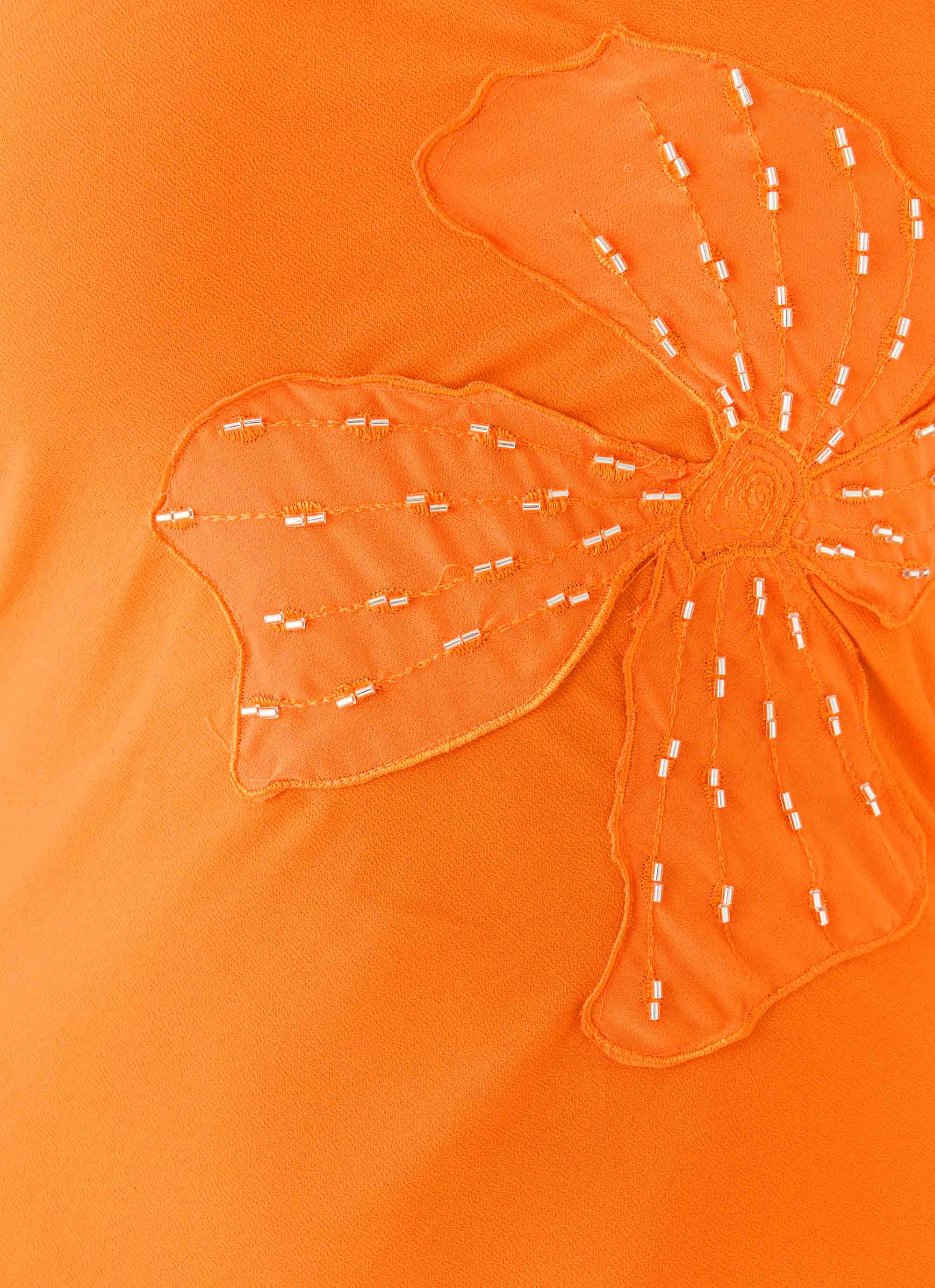 Sassafras Beaded Flower Strapless Maxi Dress - Orange