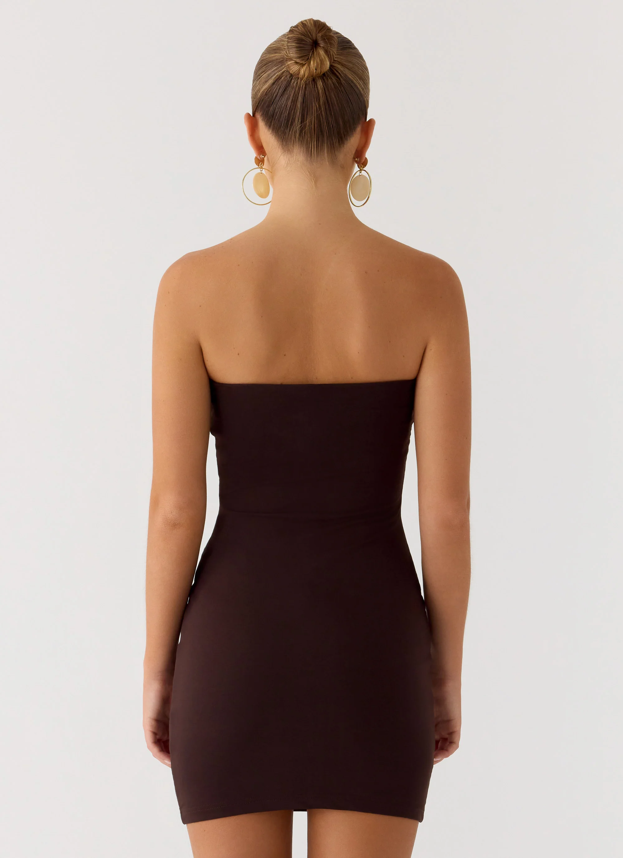 Leroy Button Mini Dress - Chocolate