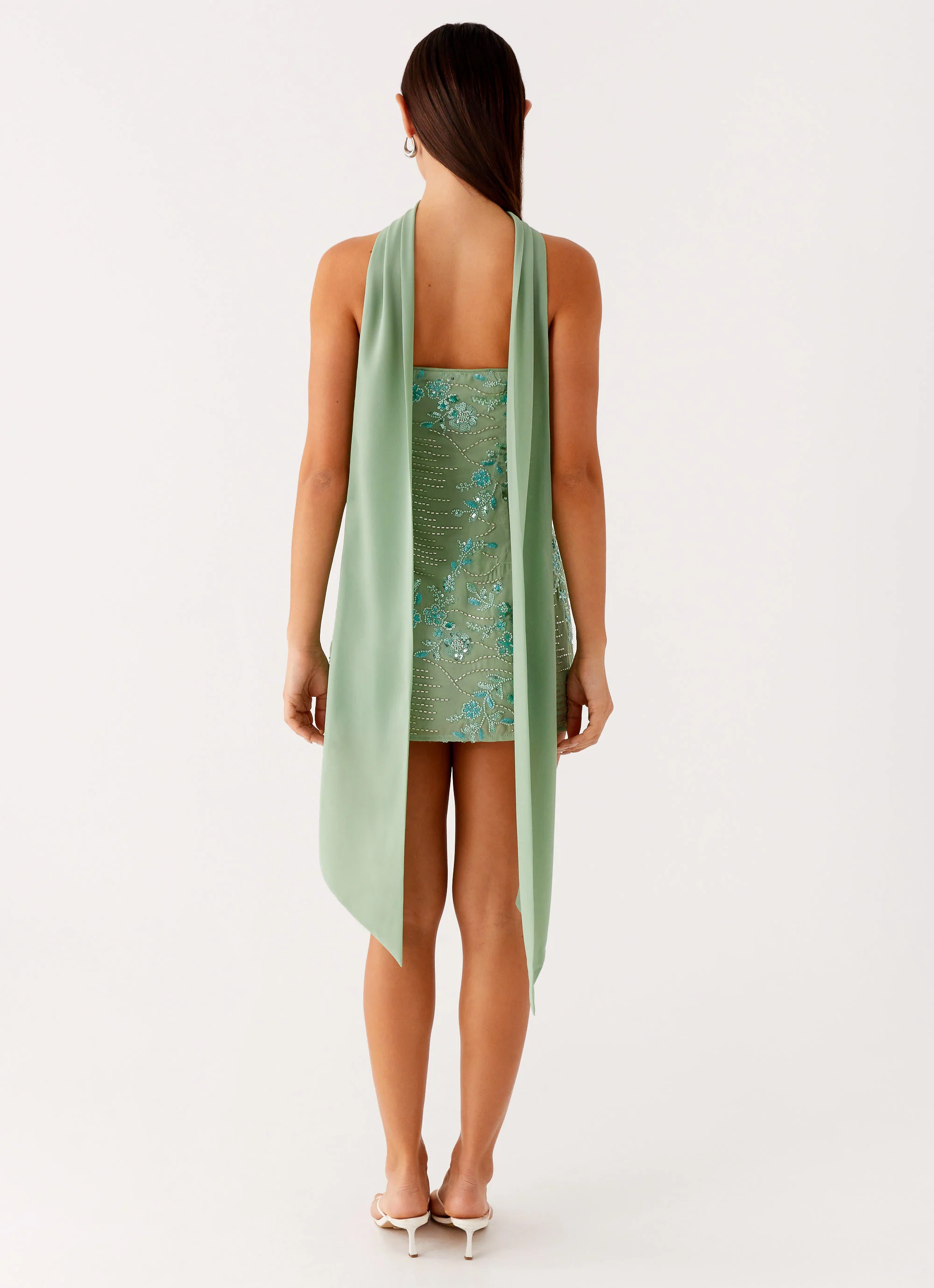 Kiesha Strapless Scarf Mini Dress - Mint