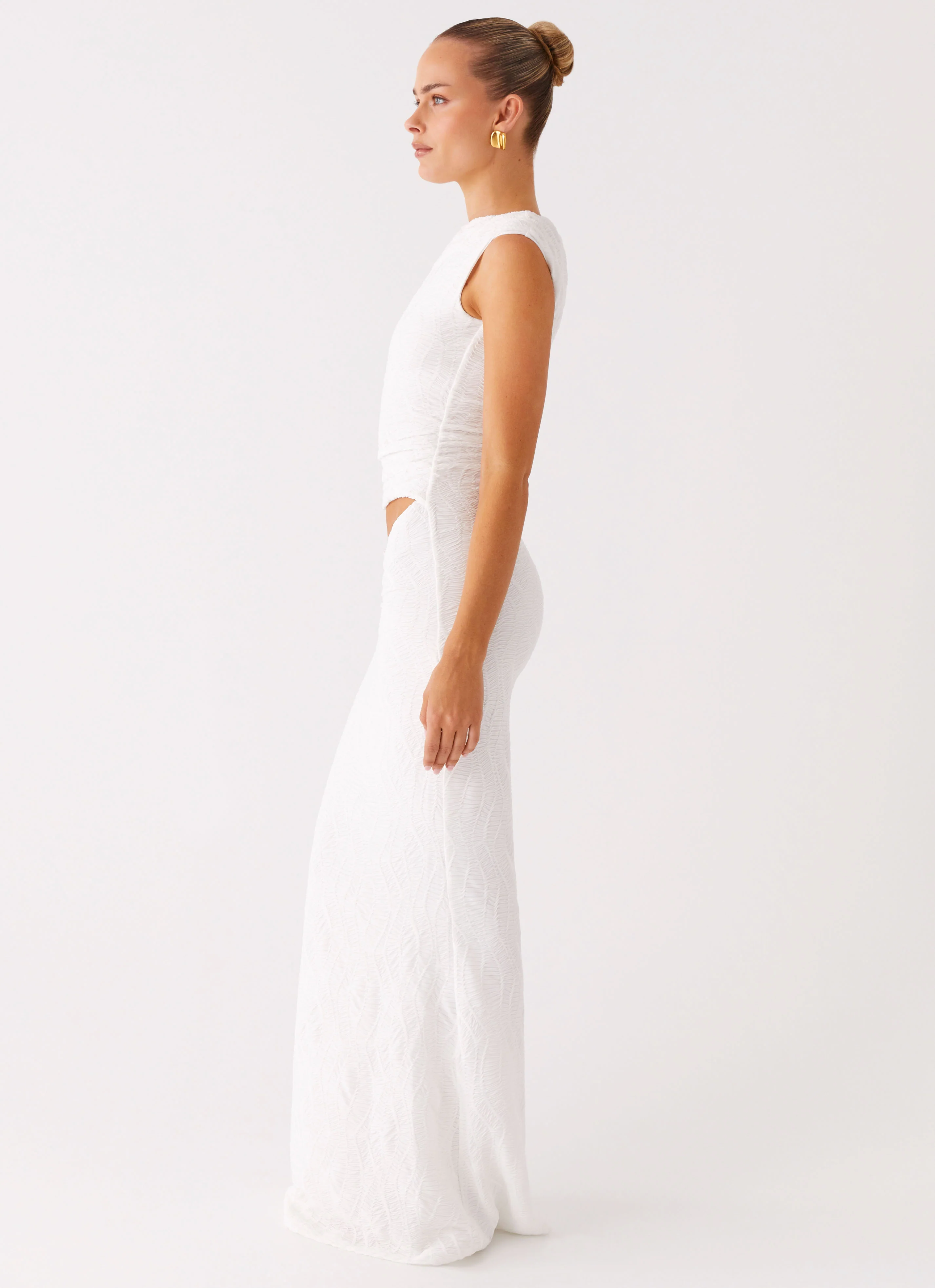Galantis One Shoulder Maxi Dress - White