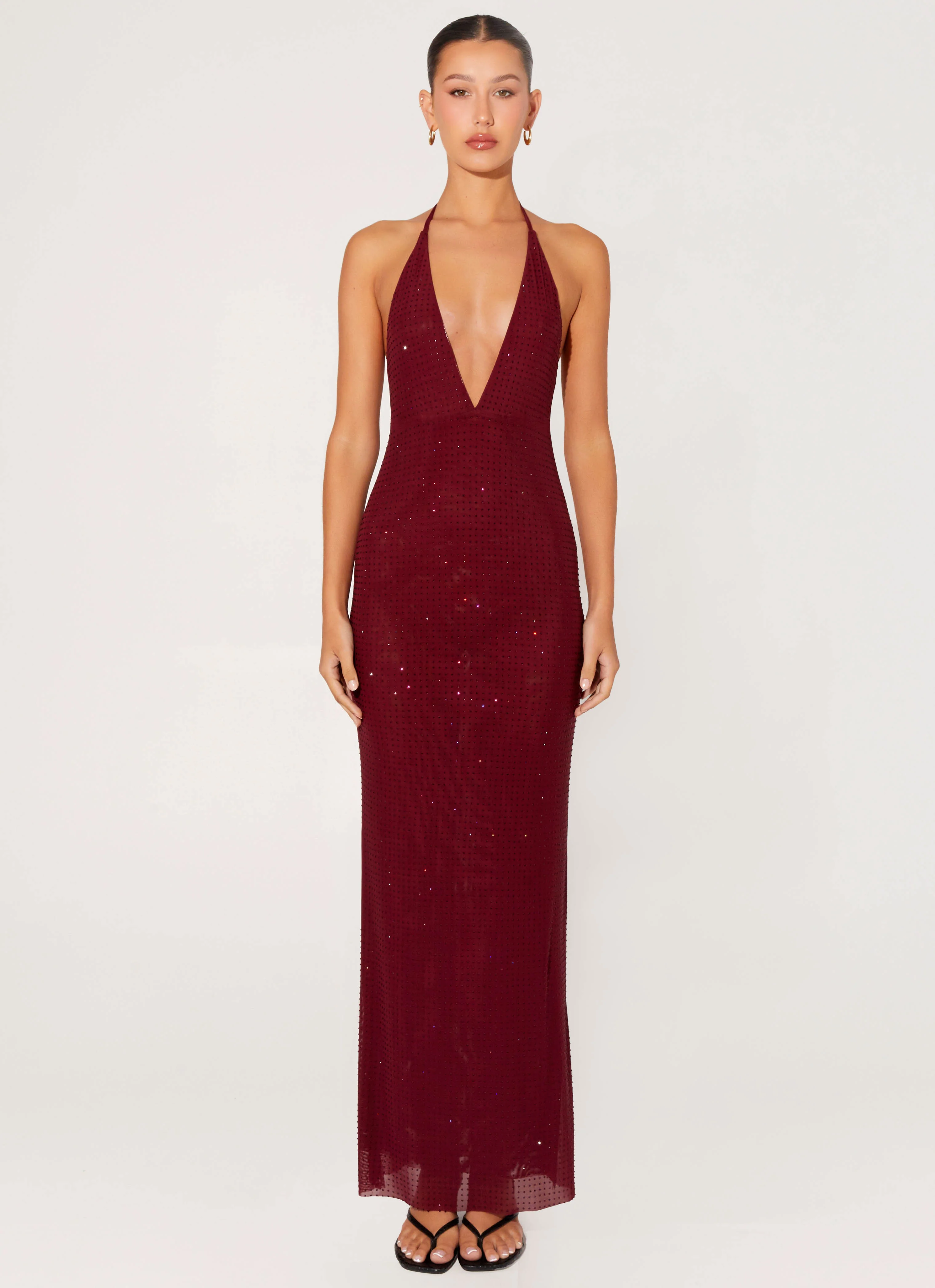 Keliese Beaded Maxi Dress - Burgundy