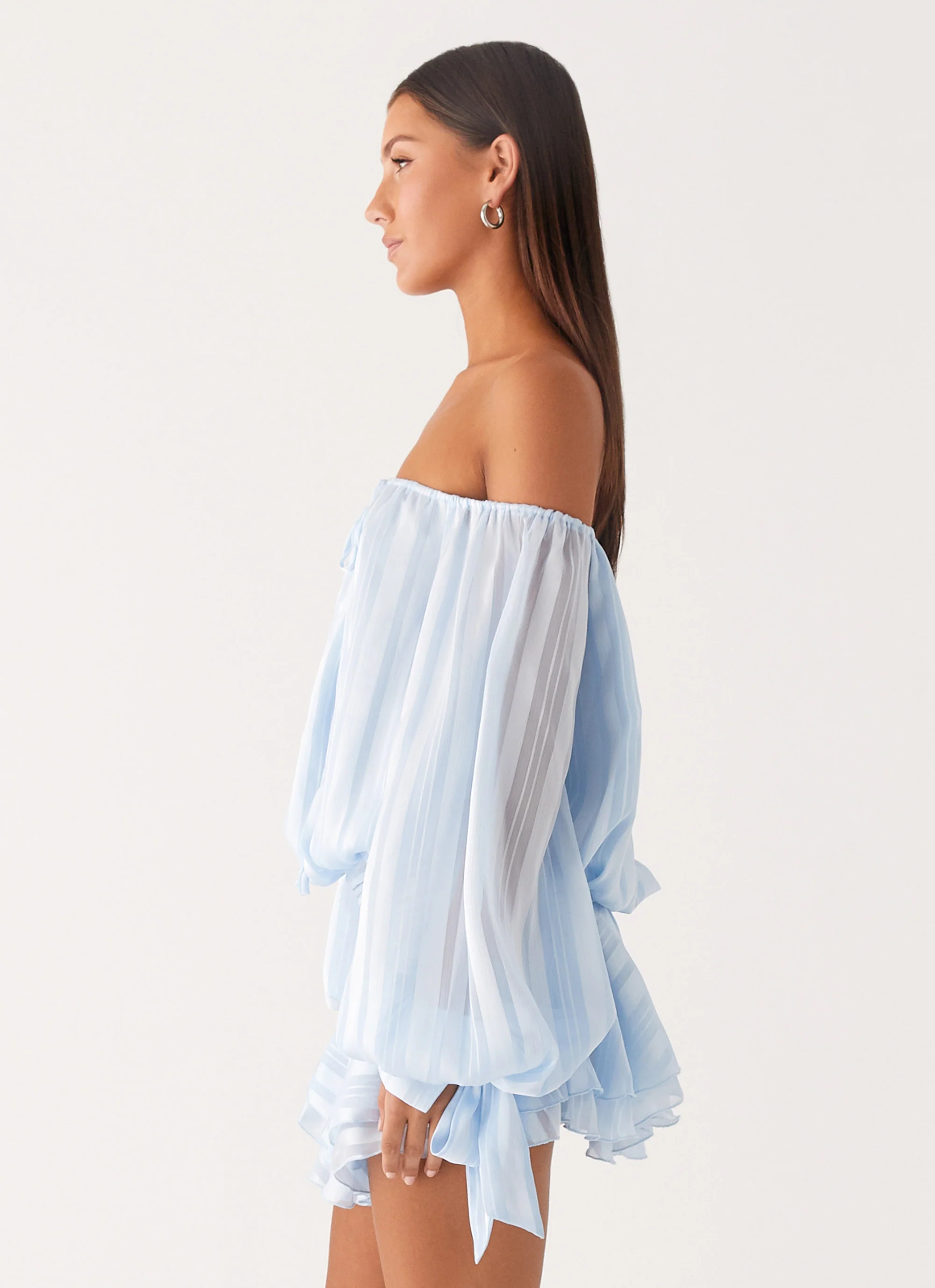 Eira Balloon Sleeve Mini Dress - Baby Blue