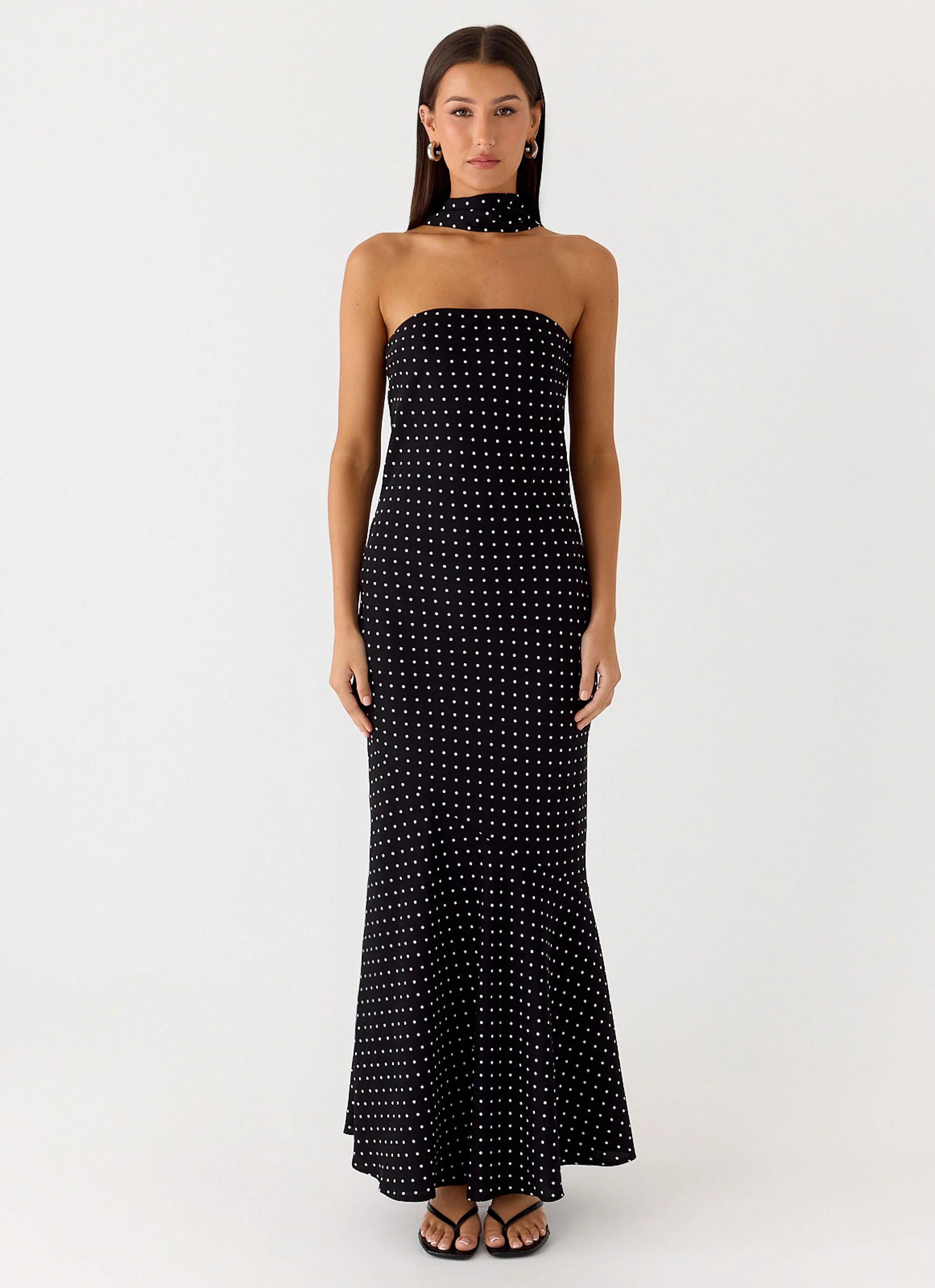 Under The Pagoda Maxi Dress - Black Polkadot