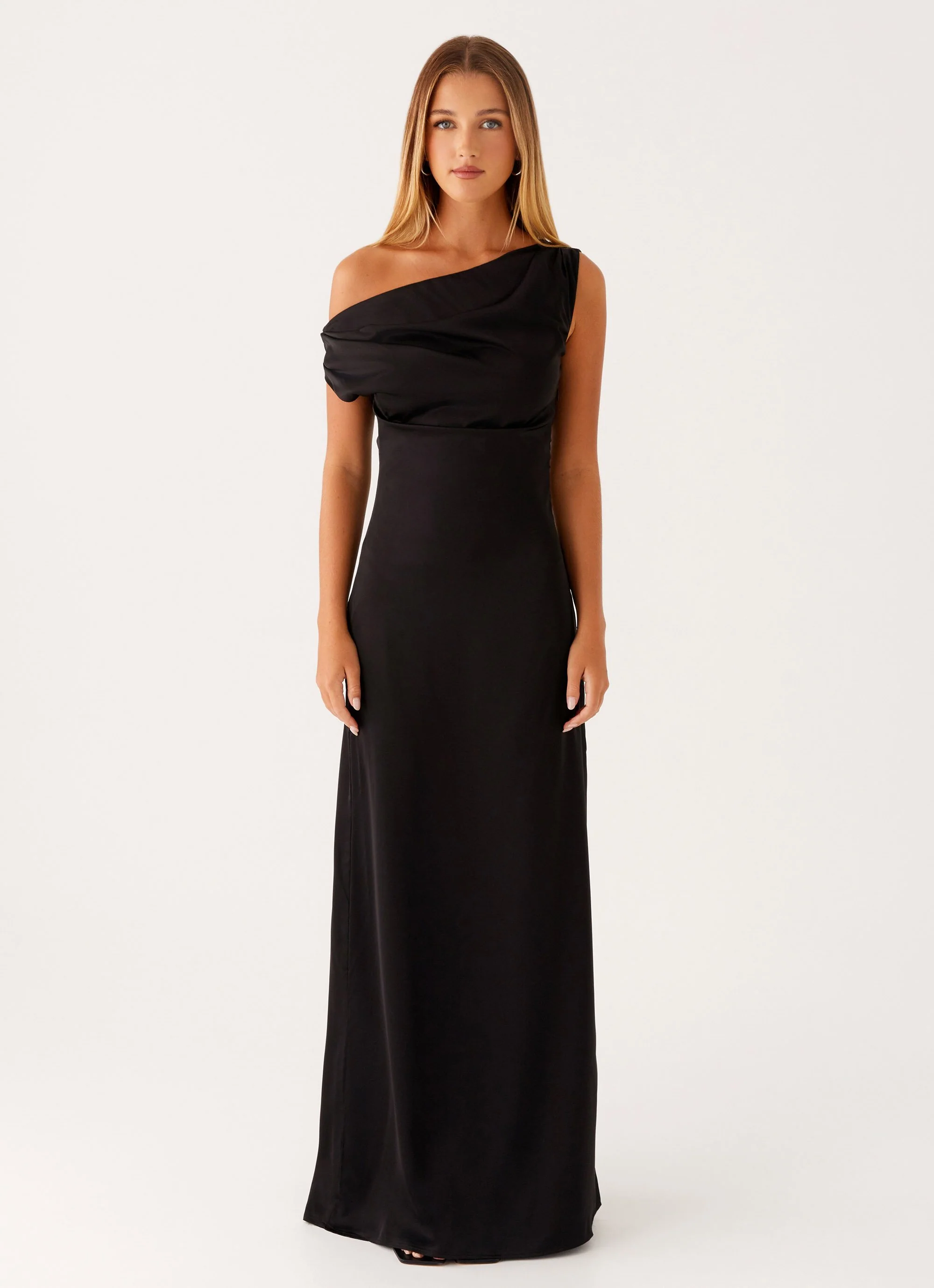 Heart Of Glass Satin Maxi Dress - Black