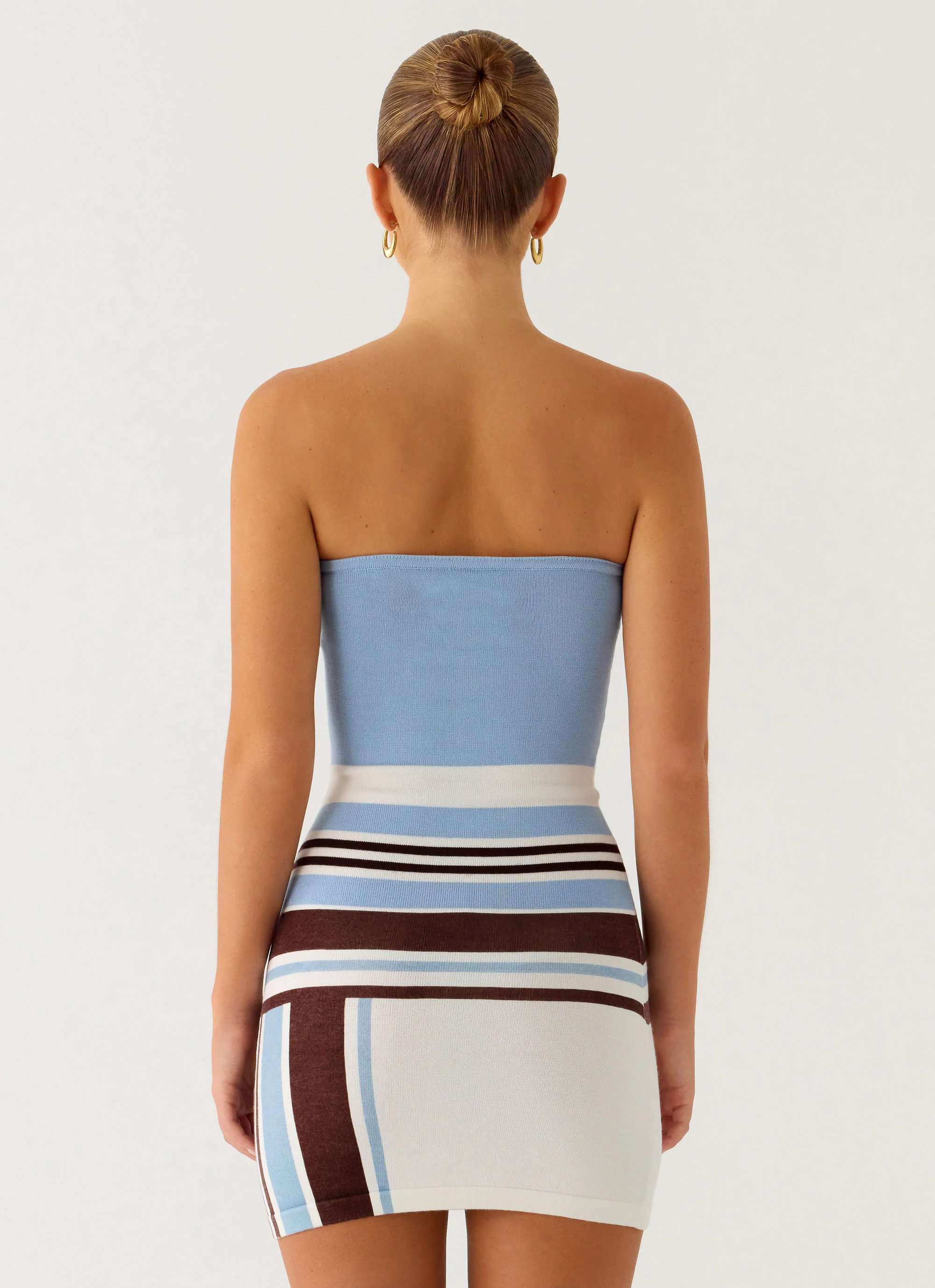 Straight Lines Mini Dress - Blue Stripe