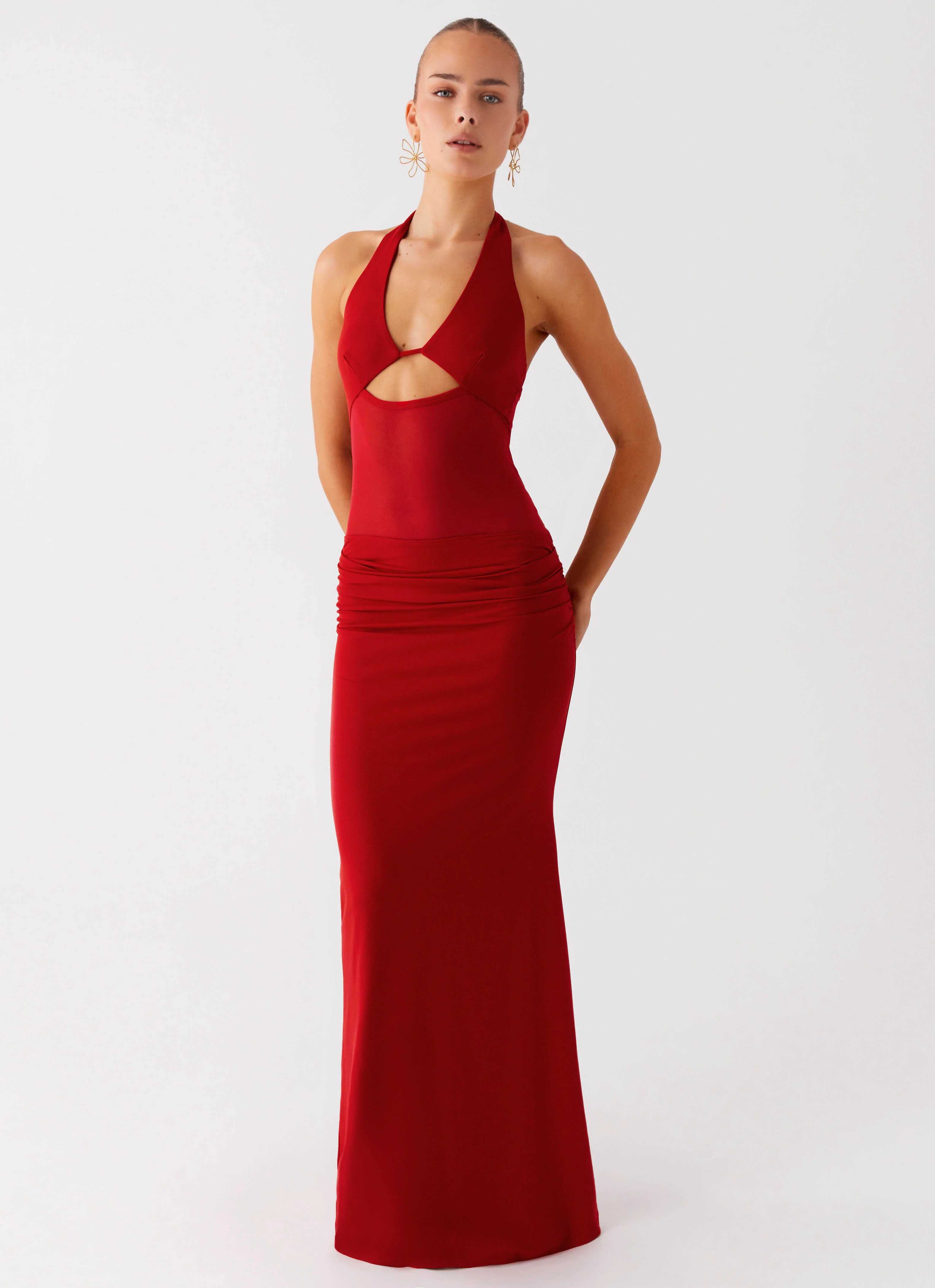 Billen Halter Maxi Dress - Red