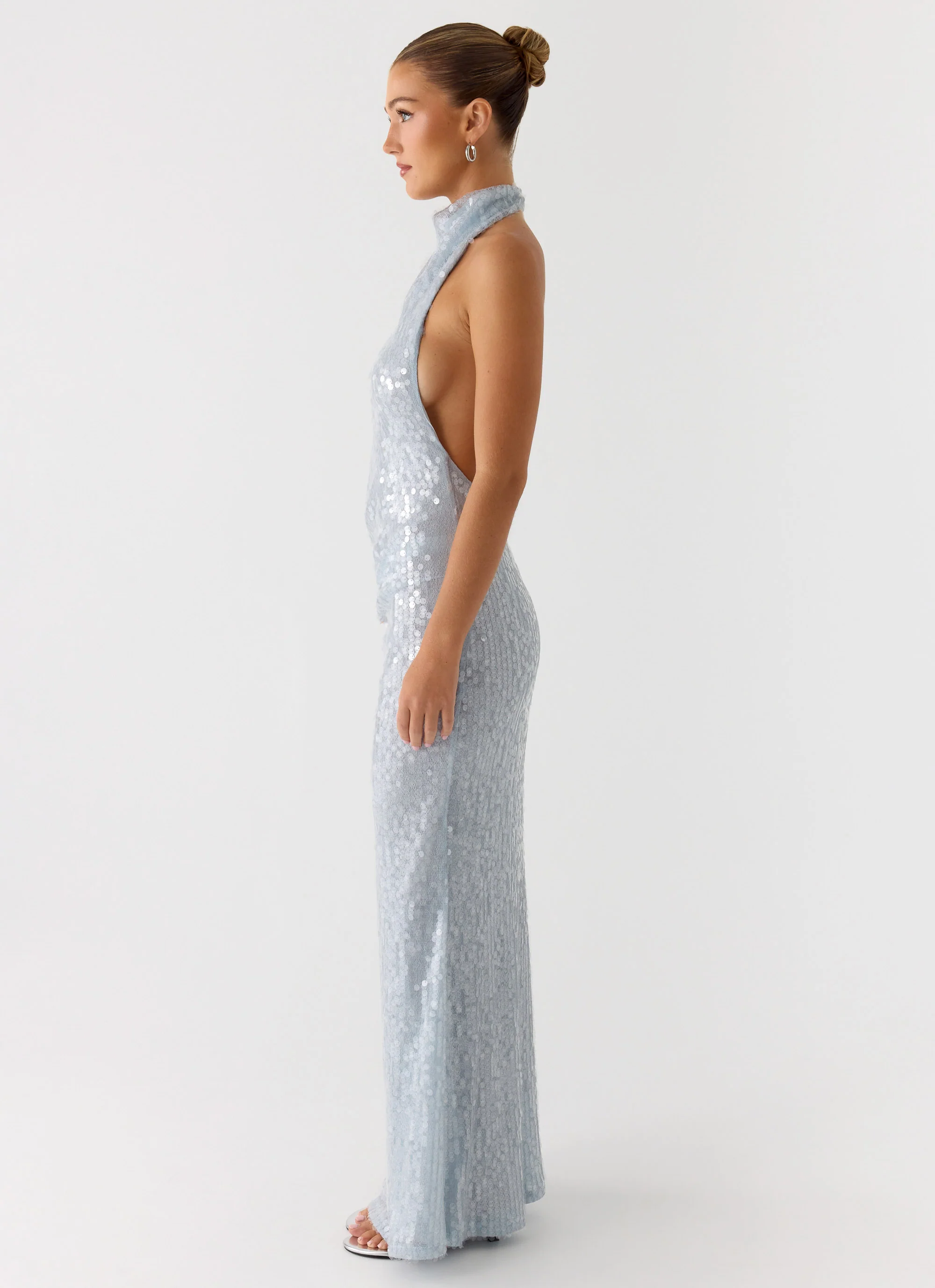 Kaida Sequin Maxi Dress - Misty Blue