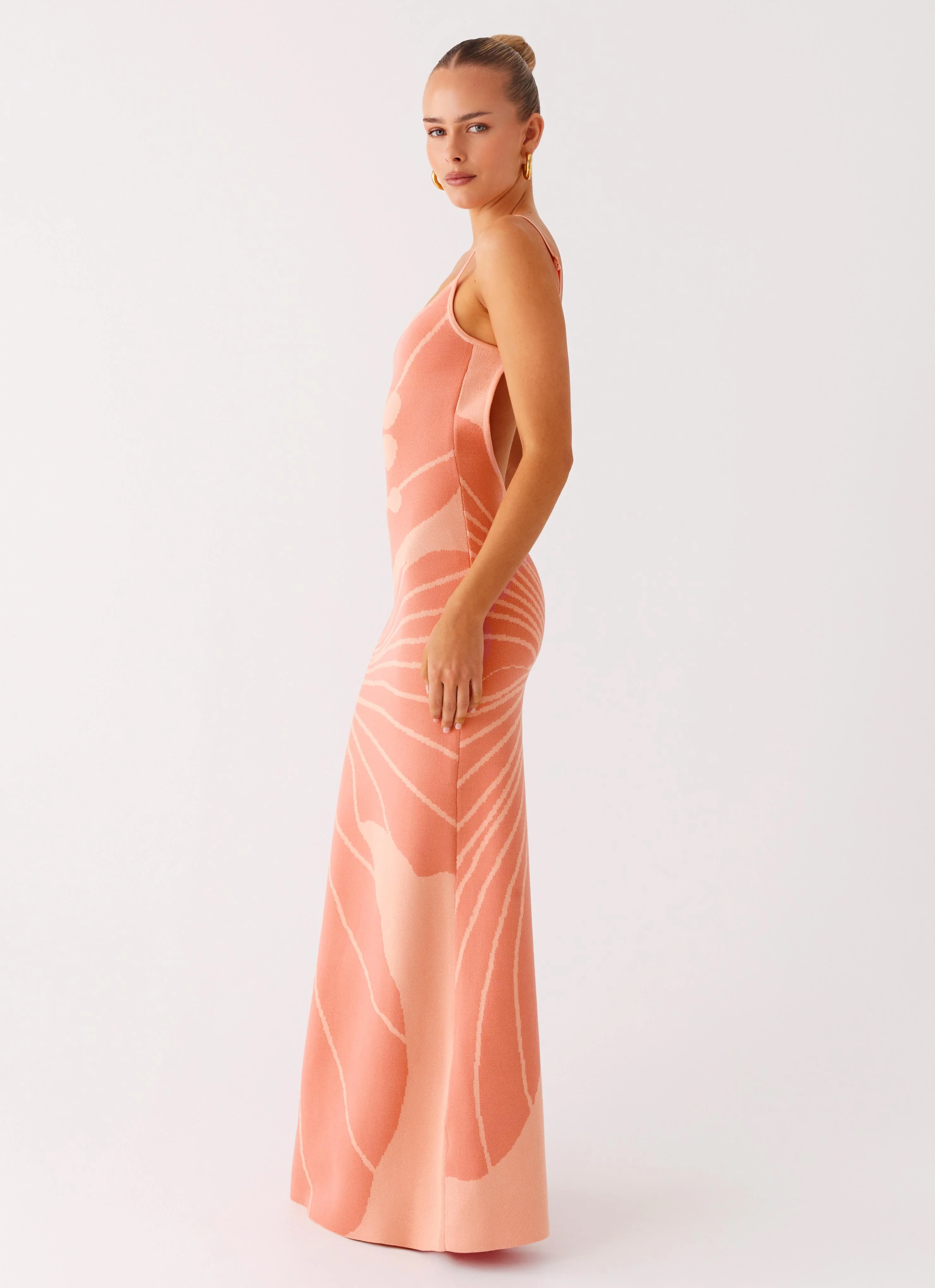 Bliss View Knit Maxi Dress - Peach