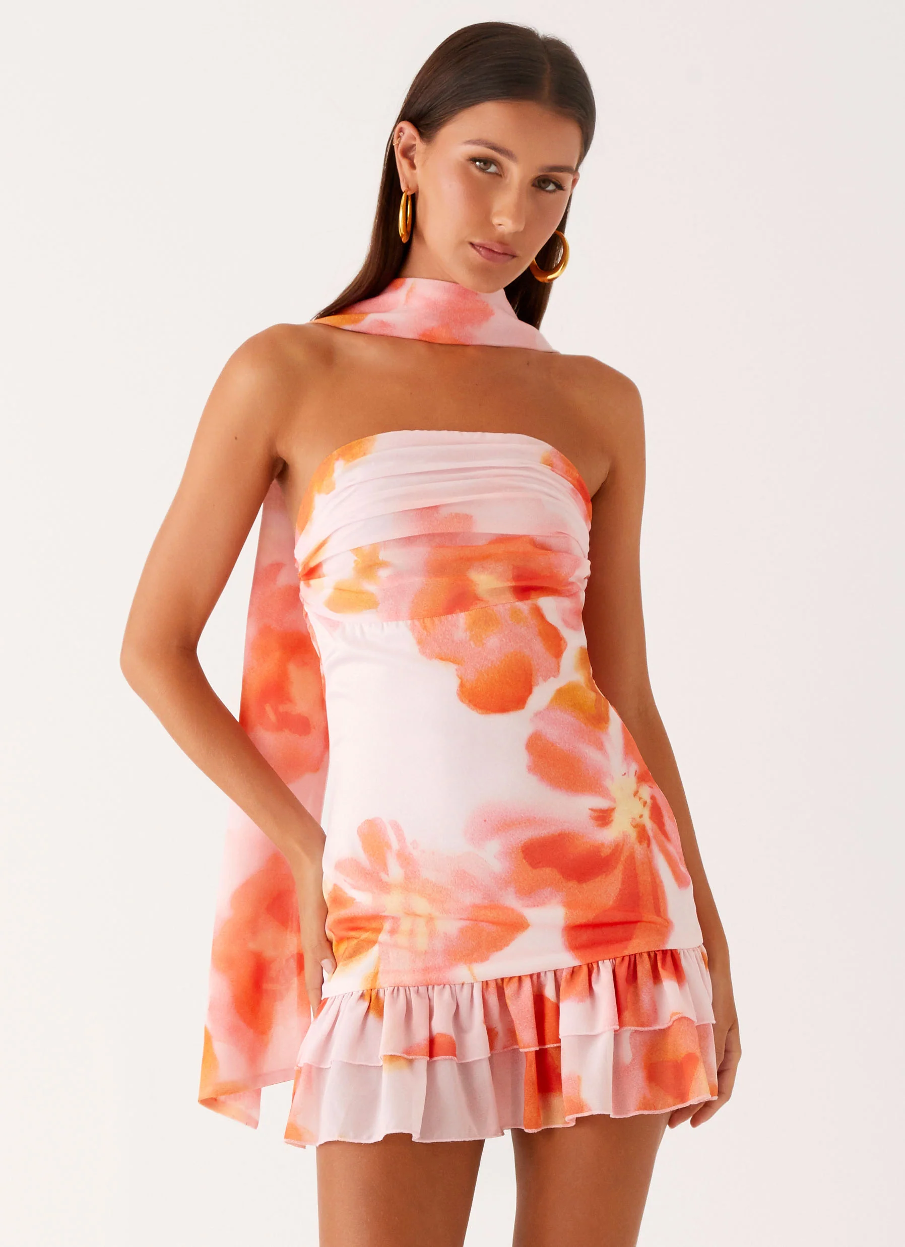 Manon Scarf Mini Dress - Blushing Blossom