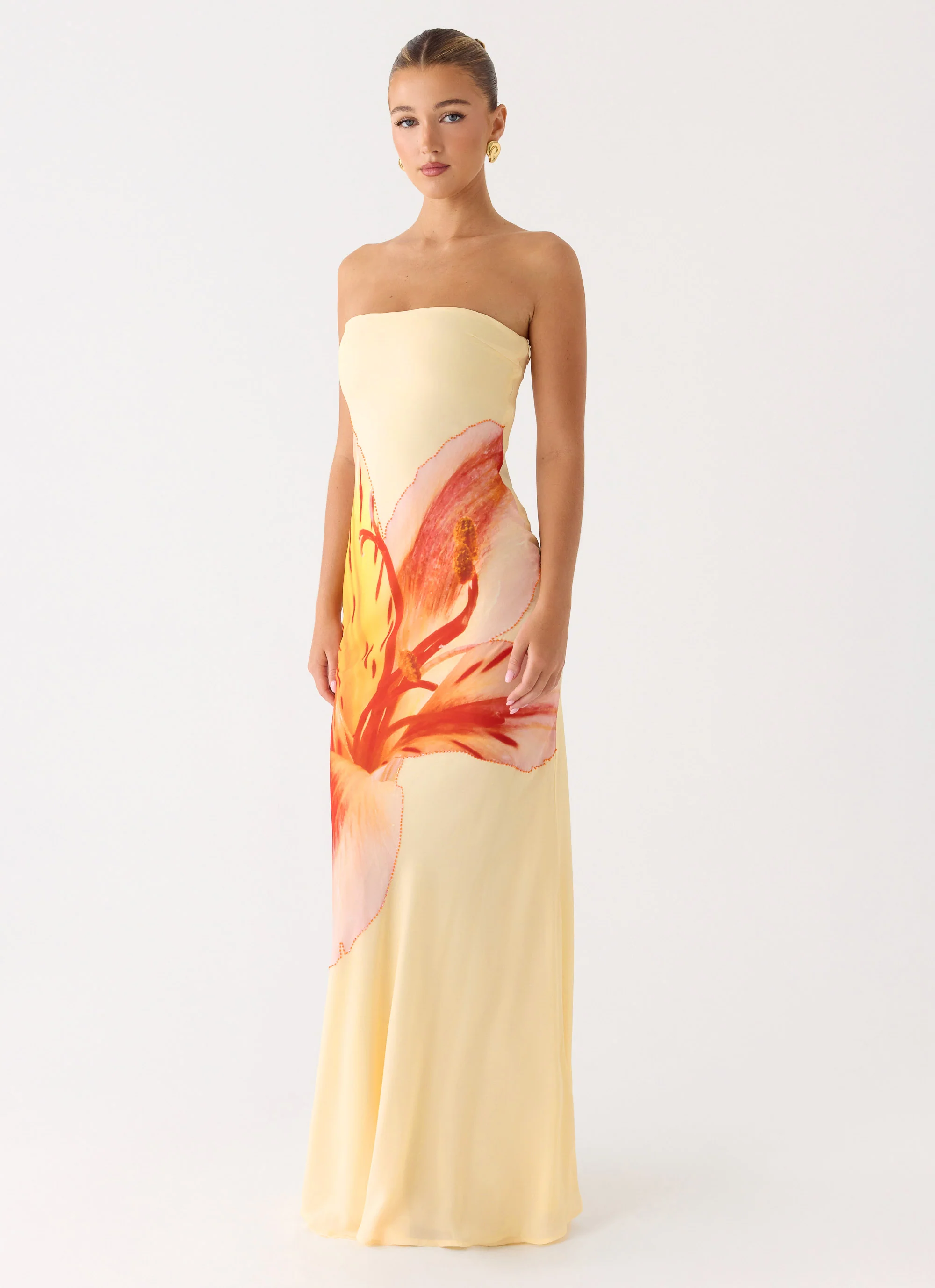 Ashwin Strapless Beaded Maxi Dress - Sunpetal Print