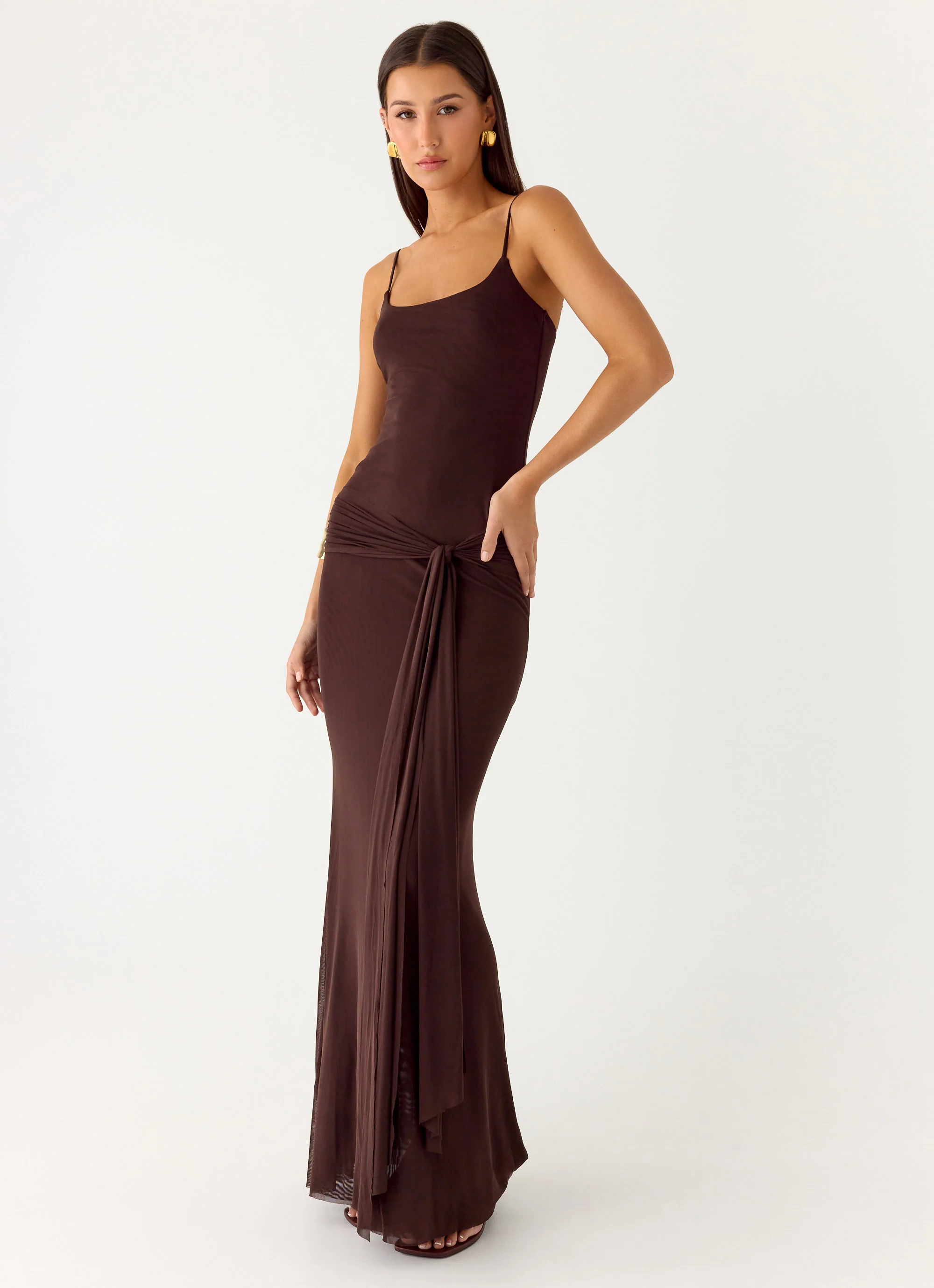 Matoma Bodysuit Maxi Dress - Cool Chocolate