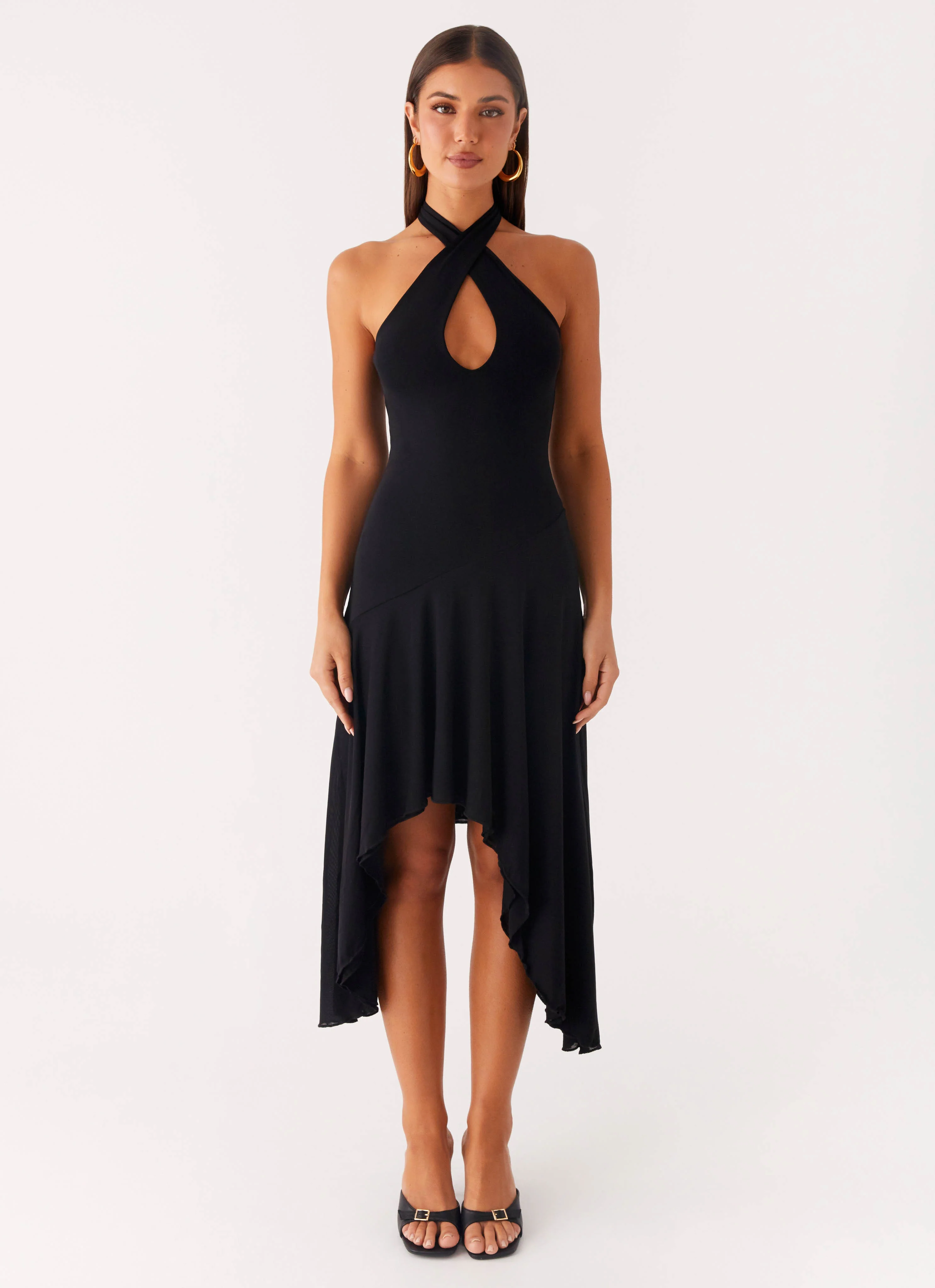 Velvet Sky Midi Dress - Black