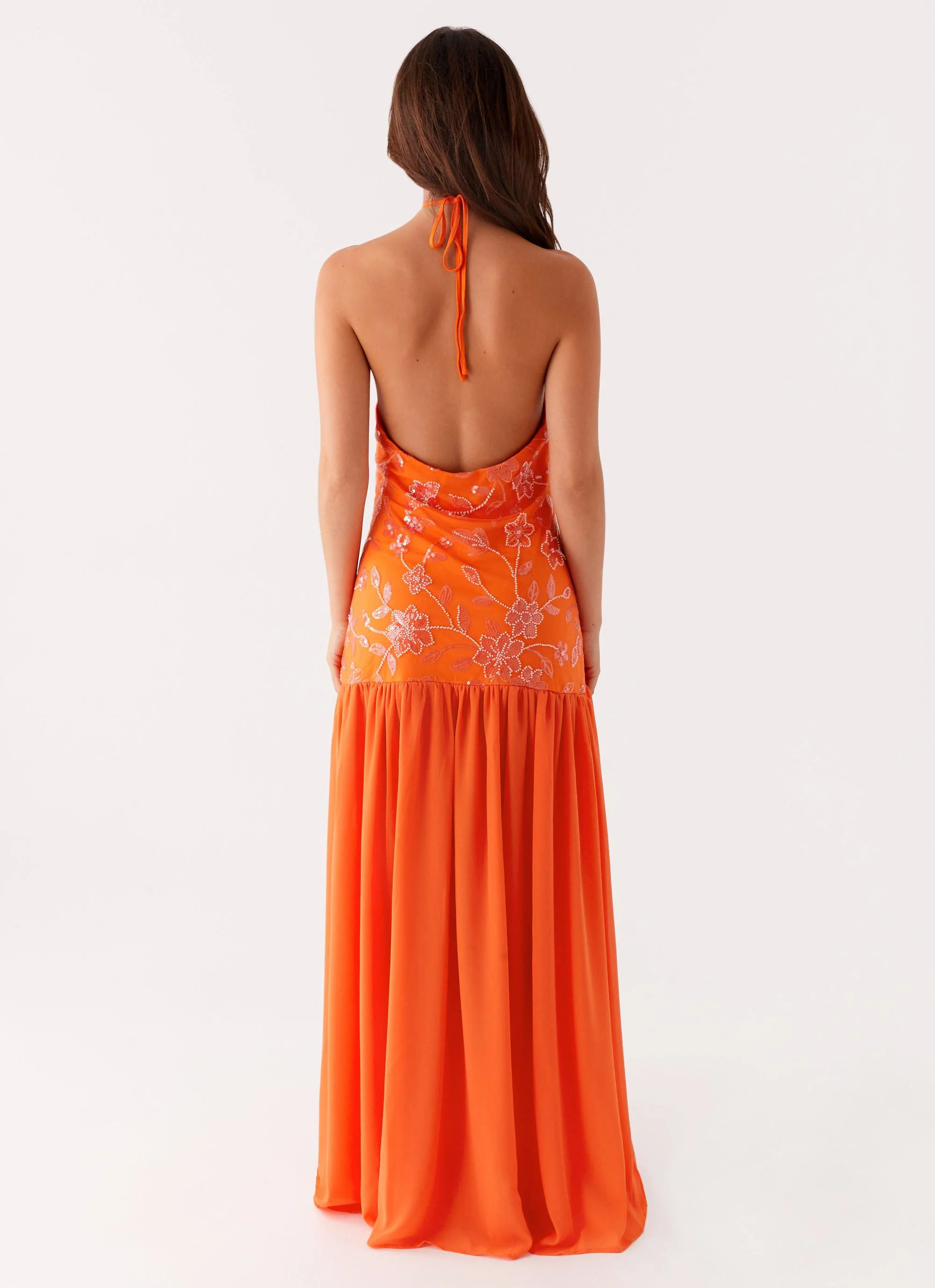 Janelle Beaded Maxi Dress - Orange