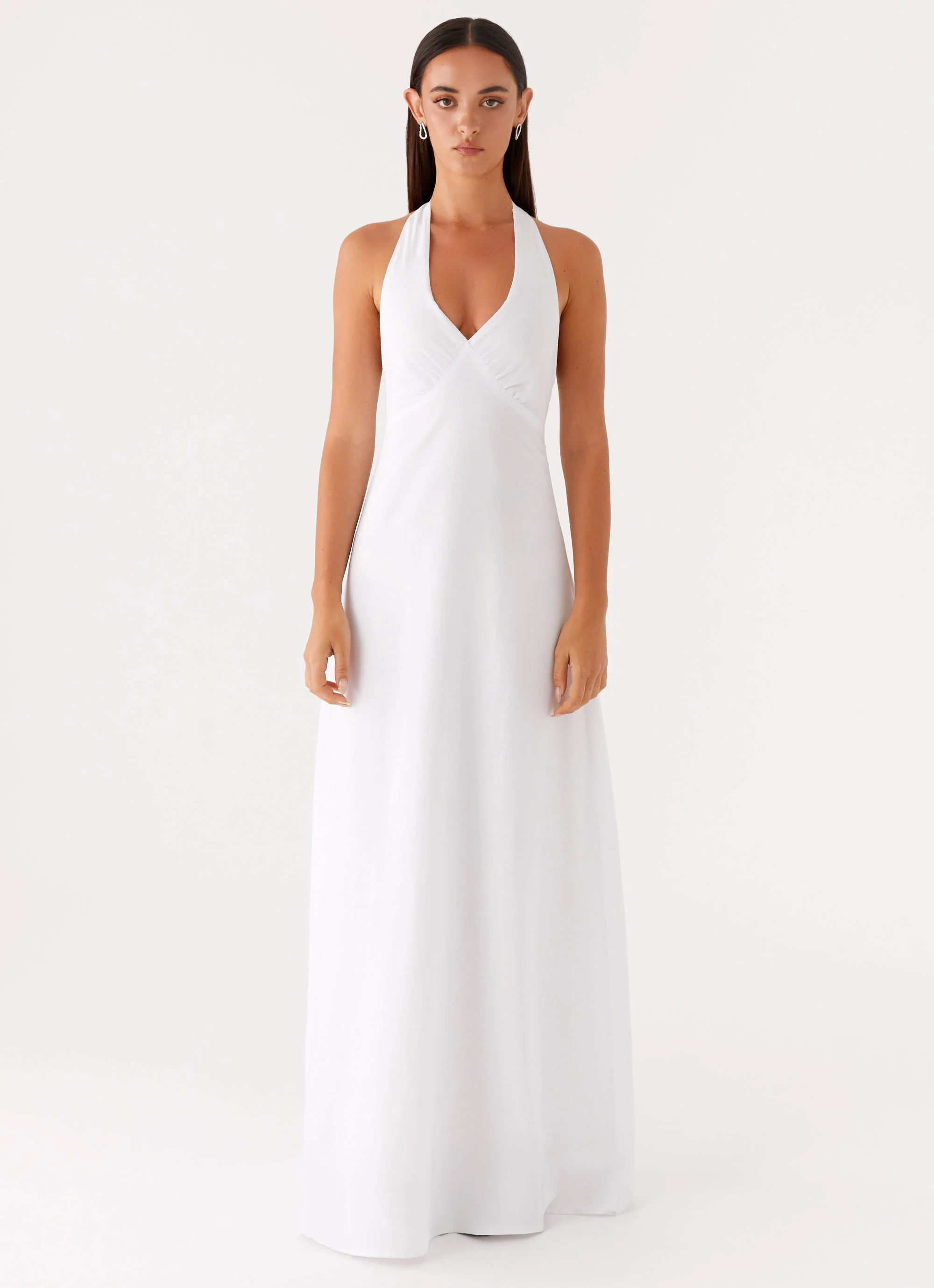 Heavy Hearted Linen Maxi Dress - White