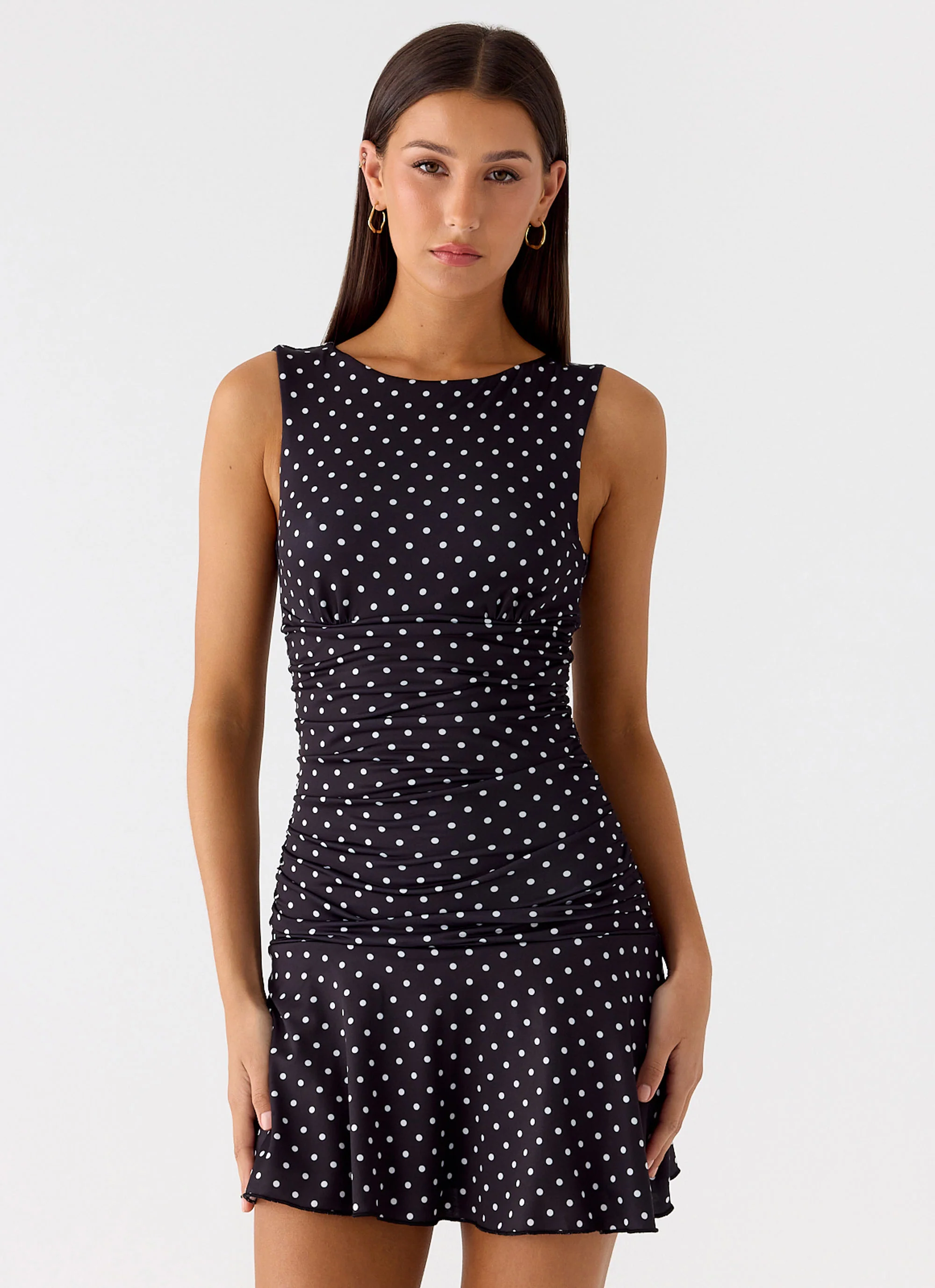 Kelda Mini Dress - Black Polkadot
