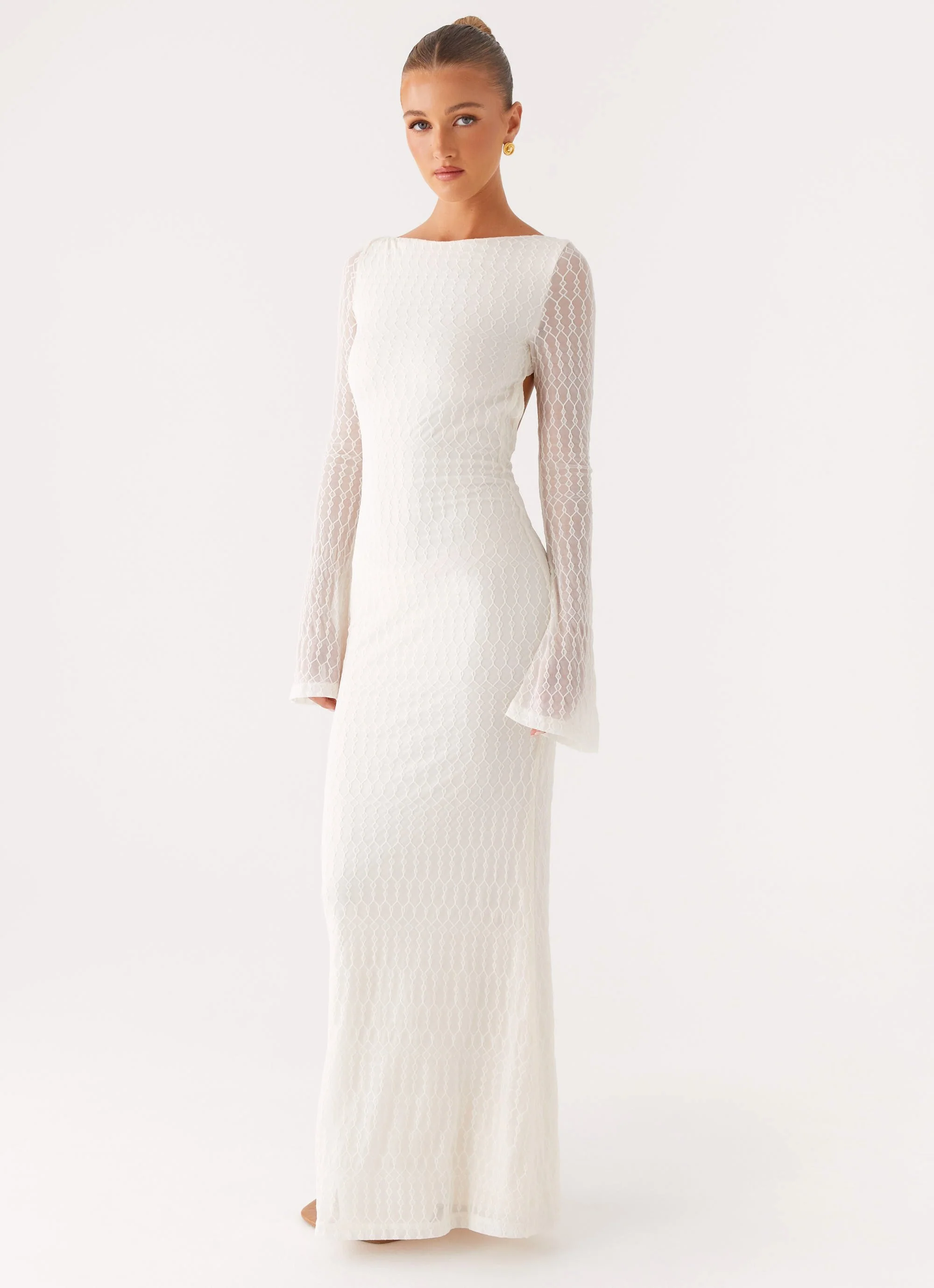 Ethereal Long Sleeve Maxi Dress - Ivory