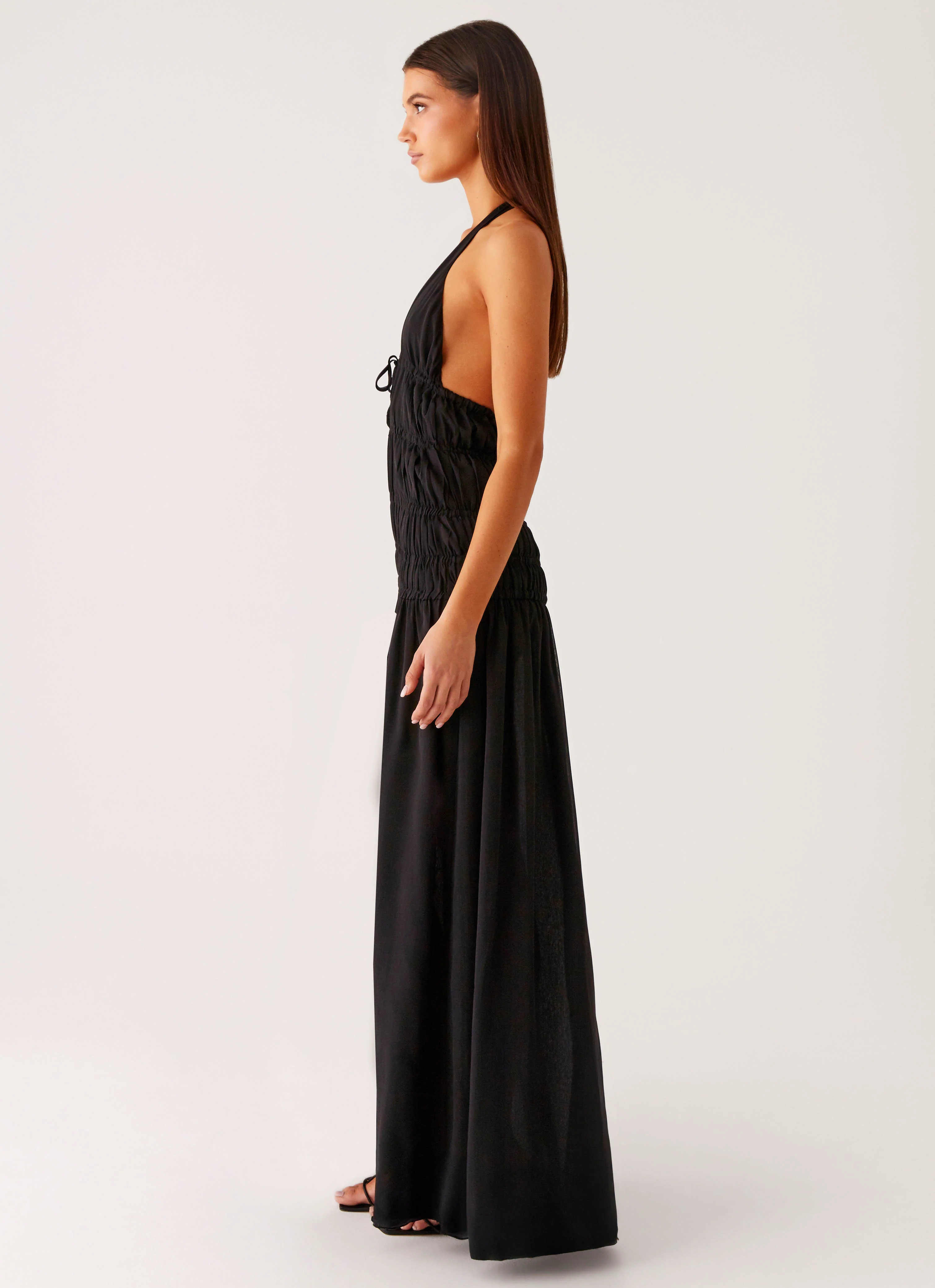 Dione Halter Maxi Dress - Black