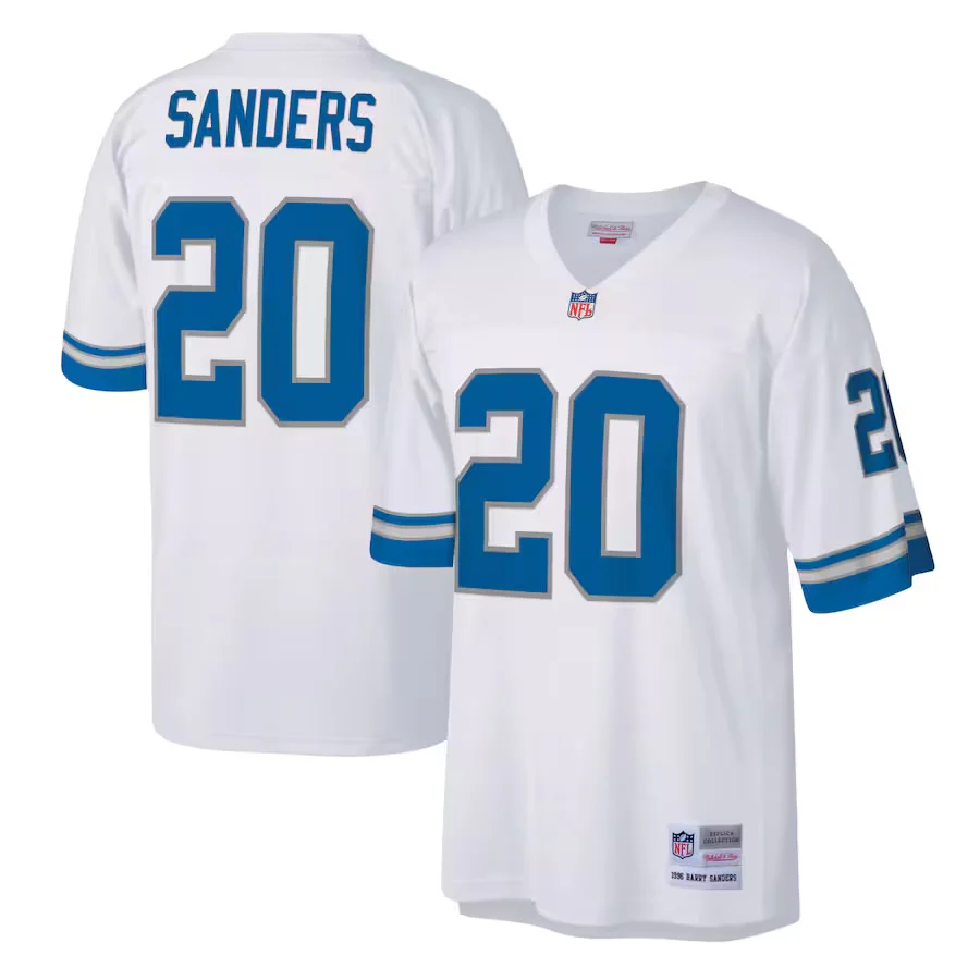 Mens Detroit Lions Barry Sanders Mitchell & Ness White Legacy Replica Jersey