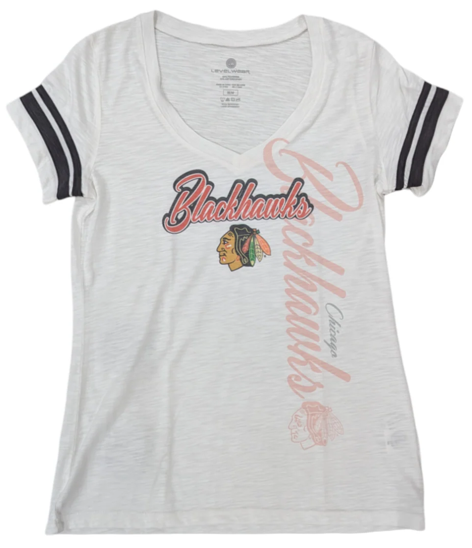 Women's Chicago Blackhawks LevelWear White Fanatic Frenzy FX T-Shirt