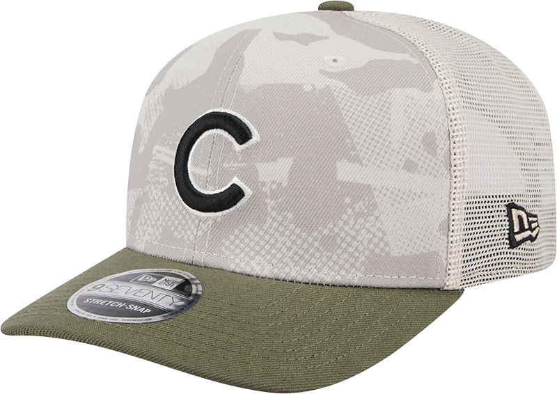 Chicago Cubs New Era Camo 2025 Armed Forces Day 9SEVENTY Trucker Hat