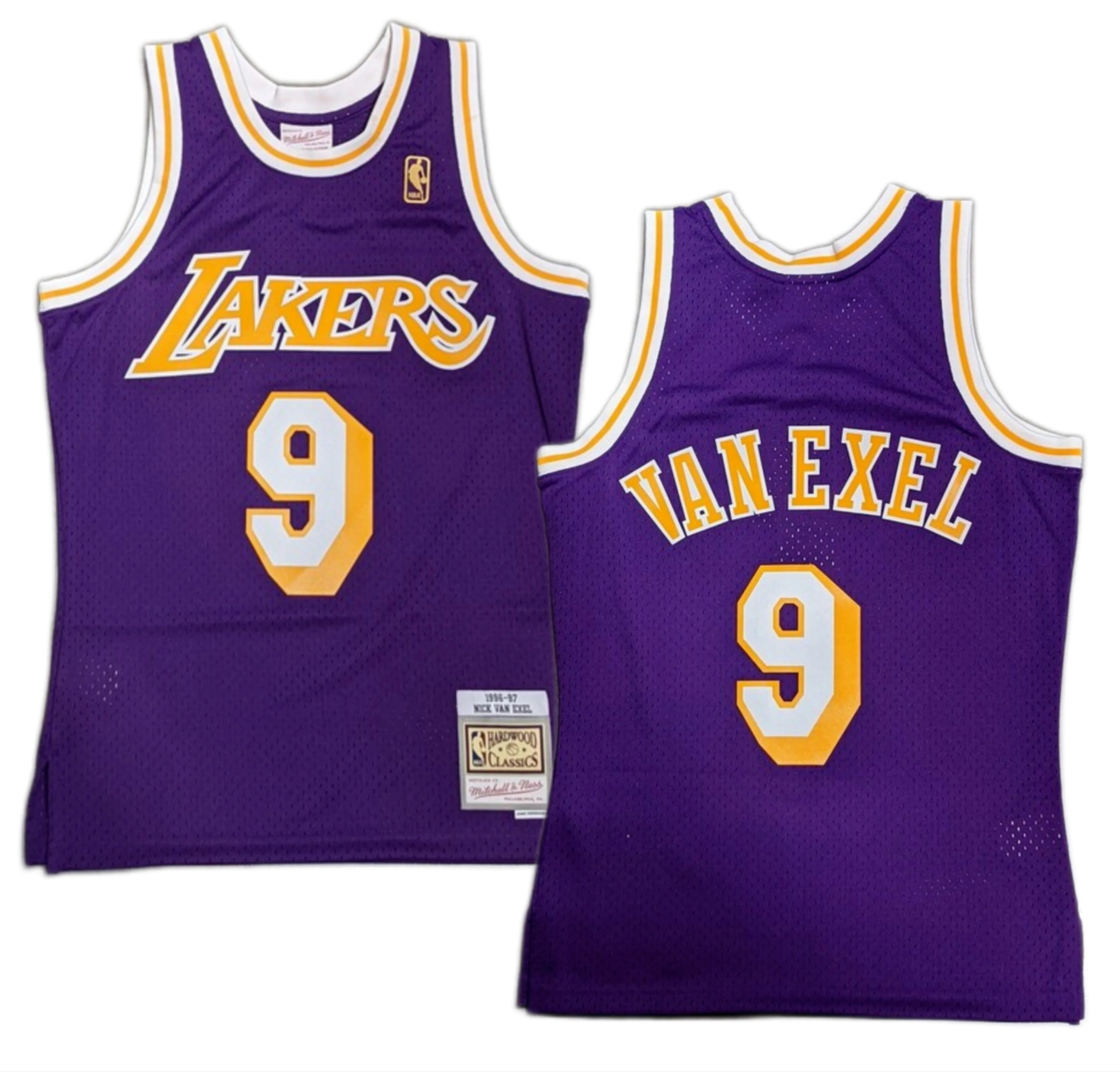 Men's Mitchell & Ness Nick Van Exel Los Angeles Lakers Purple 1996-97 Hardwood Classics Swingman Jersey