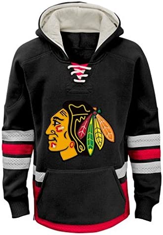 Chicago Blackhawks Youth NHL Retro Skate Black Pullover Hood
