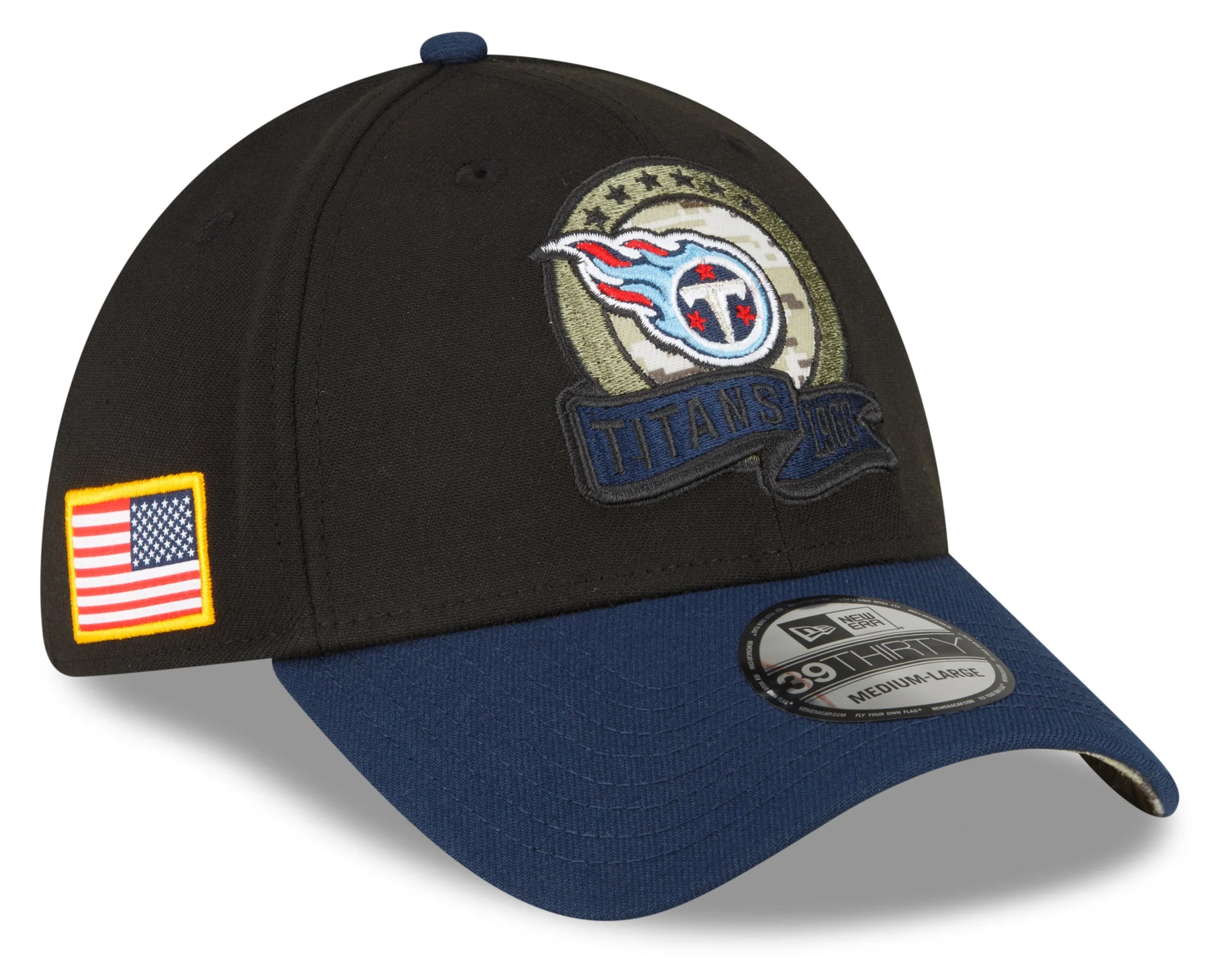 Men's Tennessee Titans New Era Black 2022 Salute to Service 39THIRTY Flex Hat