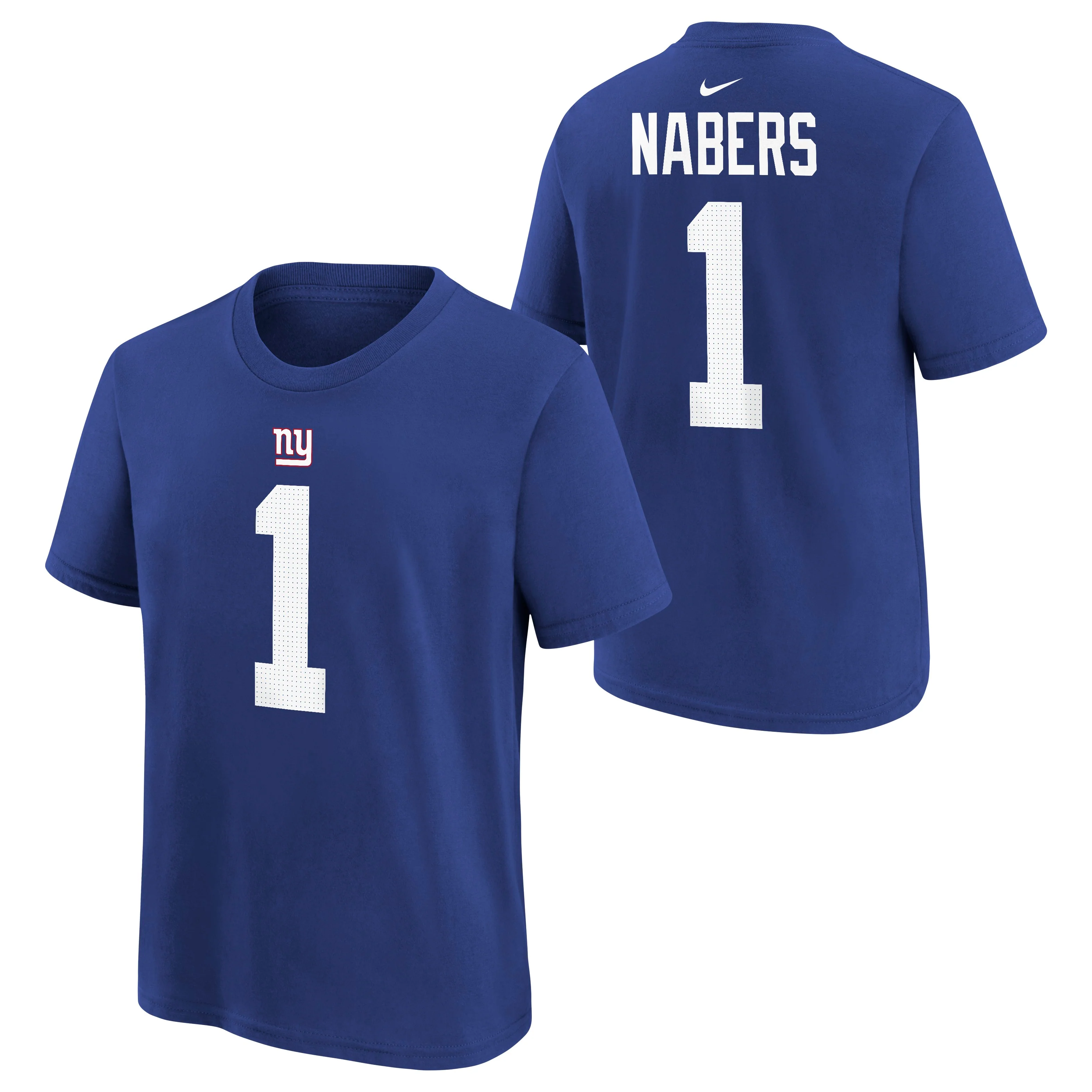 Youth Malik Nabers New York Giants Nike Royal FUSE Name and Number Tee