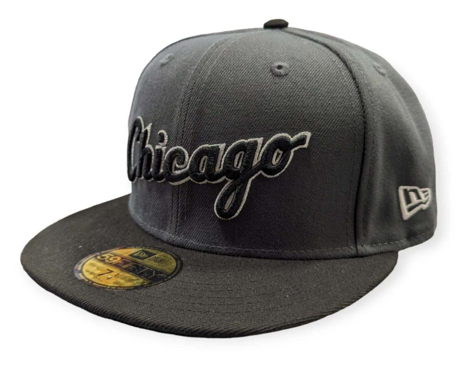 Chicago White Sox Graphite/Black New Era Script 59FIFTY Fitted Hat