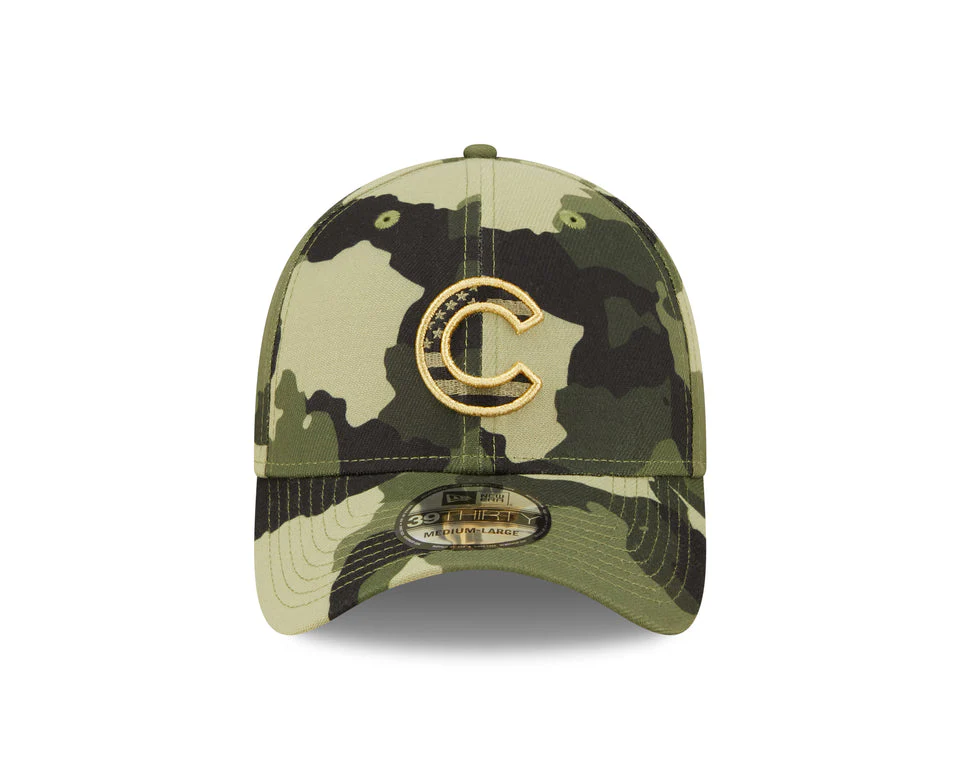 Men's Chicago Cubs New Era Camo 2022 Armed Forces Day 39THIRTY Flex Hat
