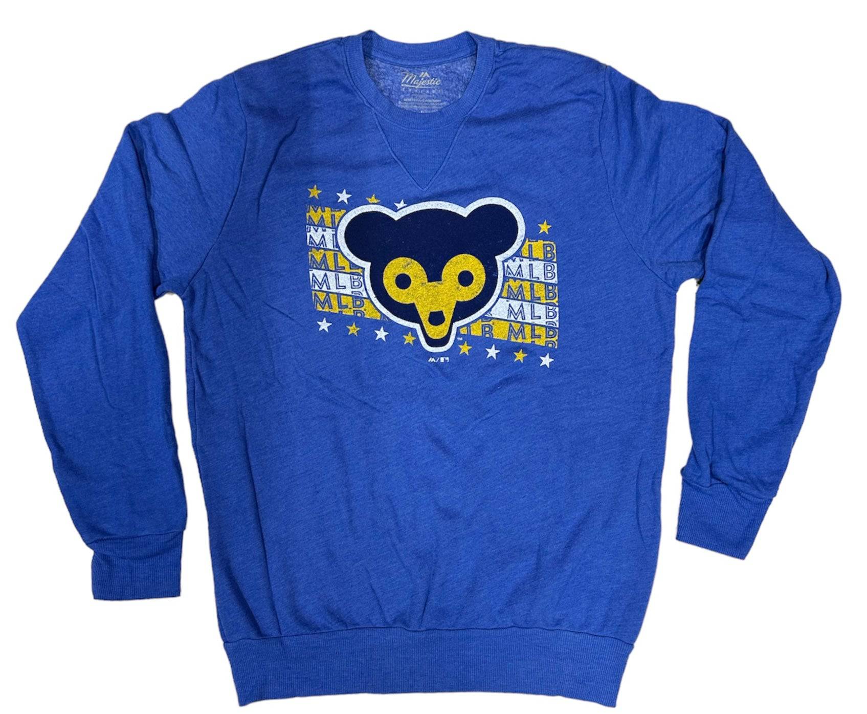 Men’s Chicago Cubs 1969 Logo Cooperstown Collection Triblend Fleece Crew Neck Sweatshirt