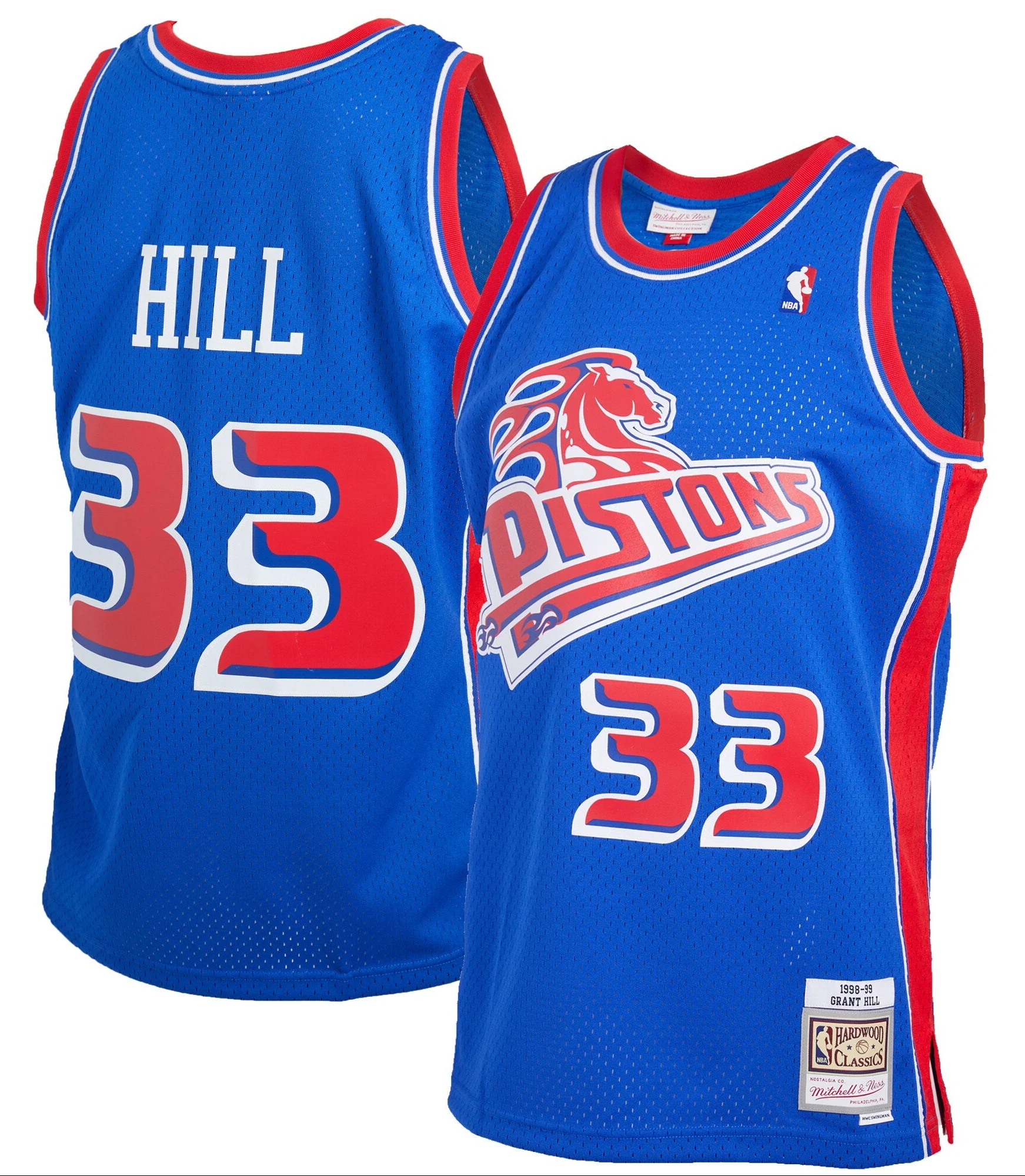 Men's Detroit Pistons Grant Hill Mitchell & Ness Blue 1998-99 Hardwood Classics Reload 2.0 Swingman Jersey