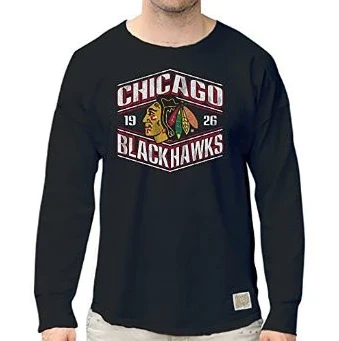 Men's Chicago Blackhawks Retro Brand Black Worlds Best Long Sleeve Tee