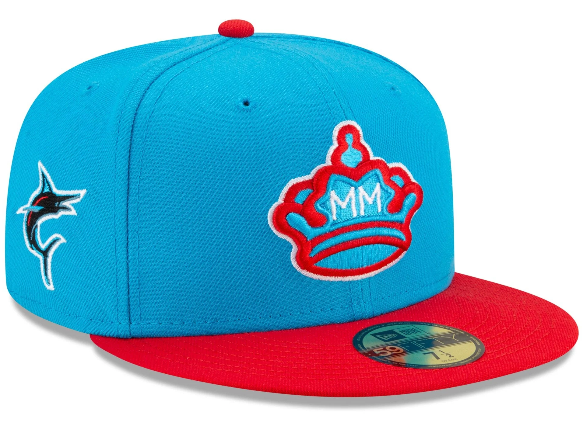 Men's Miami Marlins New Era Blue/Red 2021 City Connect 59FIFTY Fitted Hat