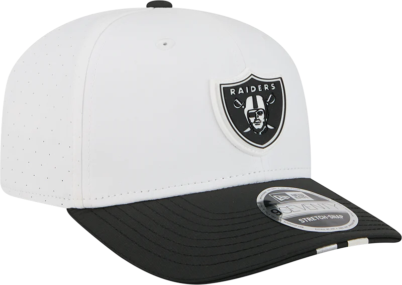 Men's Las Vegas Raiders New Era White/Black 2025 NFL Training Camp 9SEVENTY Adjustable Hat