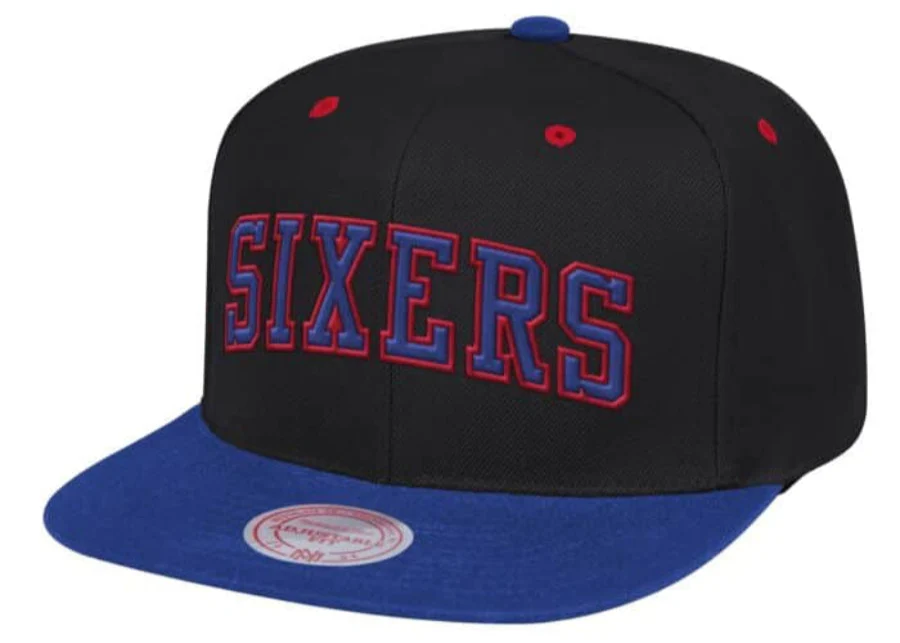 Philadelphia 76ers Mitchell & Ness Hardwood Classics Reload 2.0 Snapback Hat - Black/Blue