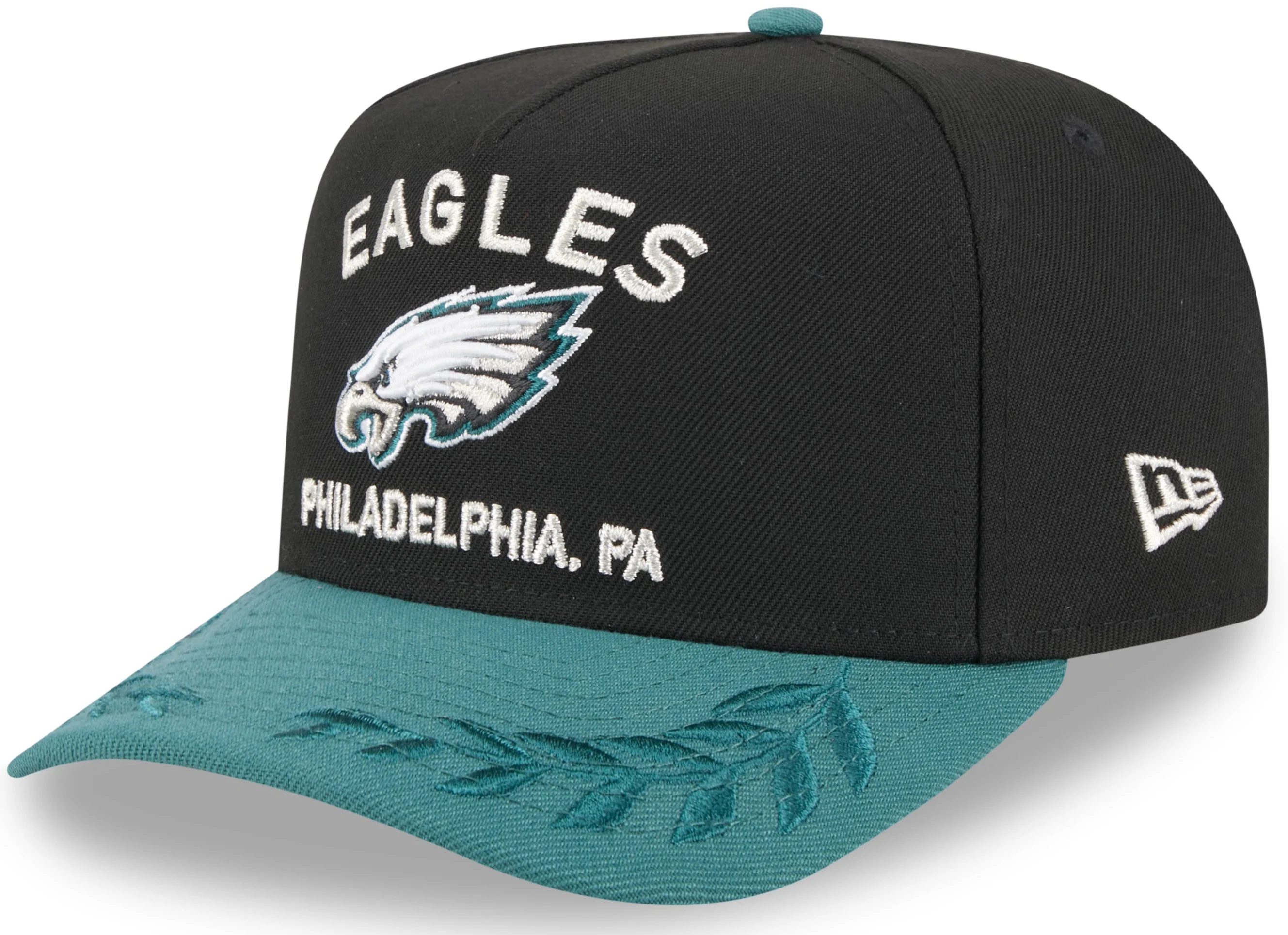 Men's Philadelphia Eagles New Era 2025 NFL Draft Black A-Frame 9FIFTY Snapback Adjustable Hat