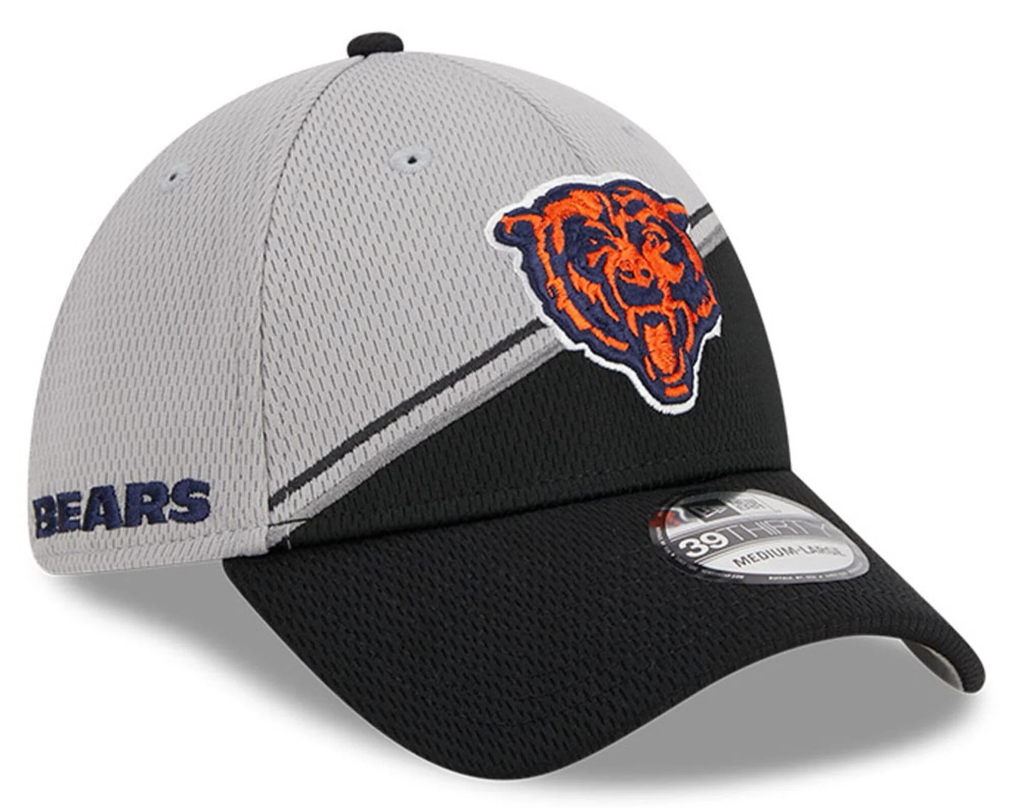 Men's Chicago Bears Primary Logo New Era Gray/Black 2023 Sideline 39THIRTY Flex Hat