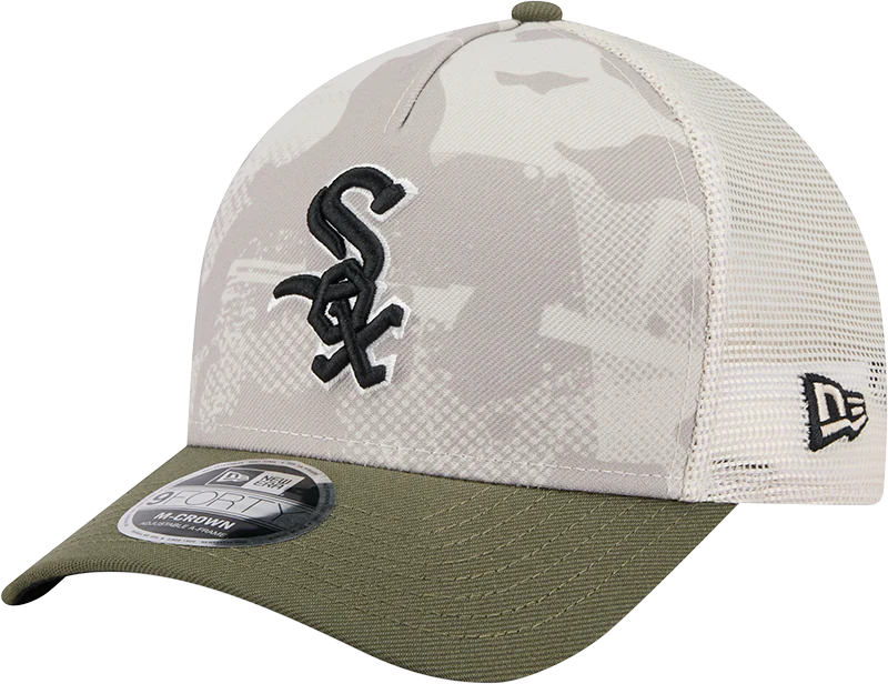 Chicago White Sox 2025 Armed Forces Day Camo New Era 9FORTY M-Crown Trucker Adjustable Hat