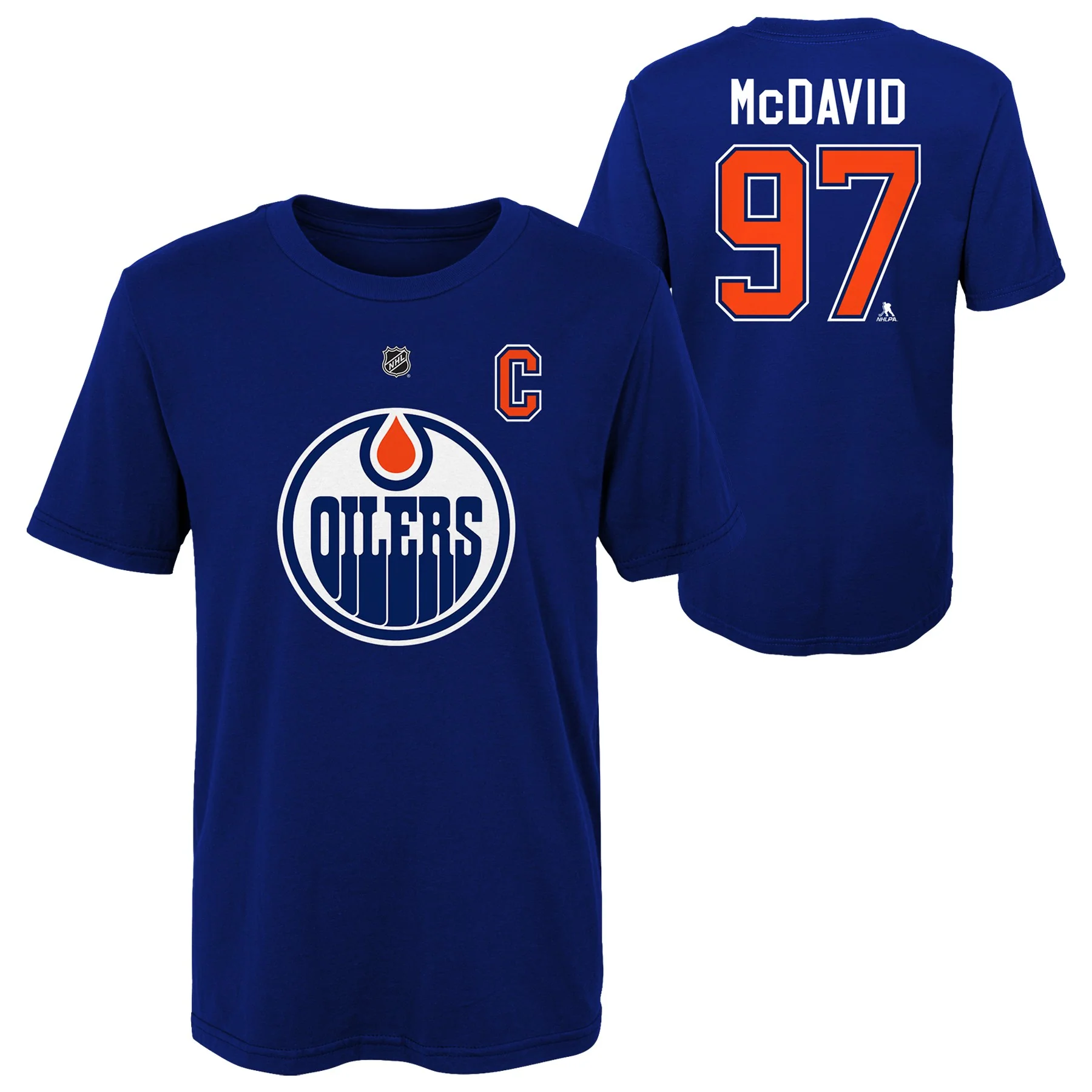 Youth Edmonton Oilers Connor McDavid Blue NHL Player Name & Number T-Shirt