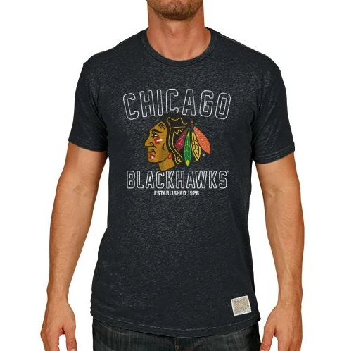 Men's Chicago Blackhawks Charcoal Established Short Sleeve Tee