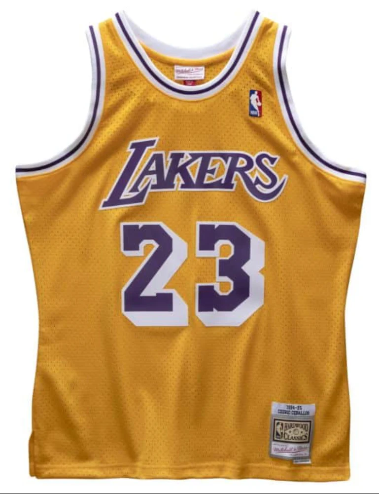 Men's Los Angeles Lakers Cedric Ceballos Mitchell & Ness Gold 1994-95 Hardwood Classics Swingman Jersey