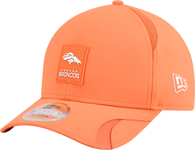 Men's Denver Broncos New Era Orange 2025 NFL Sideline Heat 9FORTY M-Crown Adjustable Hat