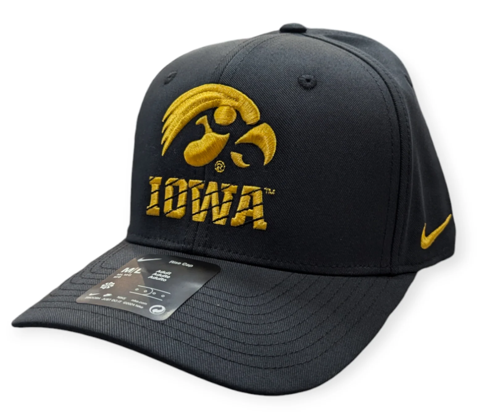 Men's Nike Iowa Hawkeyes Black Rise Adjustable Hat