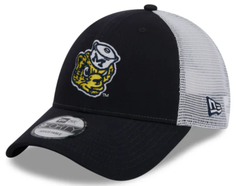 Michigan Wolverines New Era Vault Navy/White Trucker 9FORTY Adjustable Hat