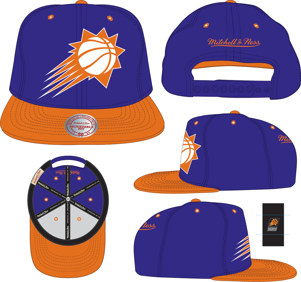 Mitchell & Ness Phoenix Suns Purple/Orange XL Pop Team Adjustable Snapback Hat