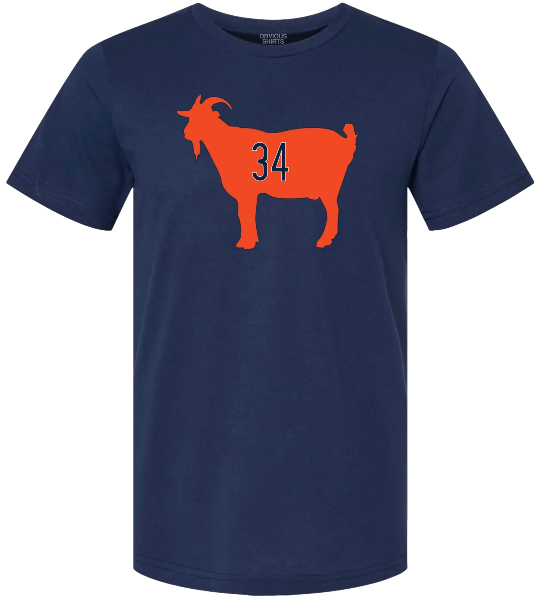 Men's Walter Payton GOAT 34 Obvious Shirts Navy Tee