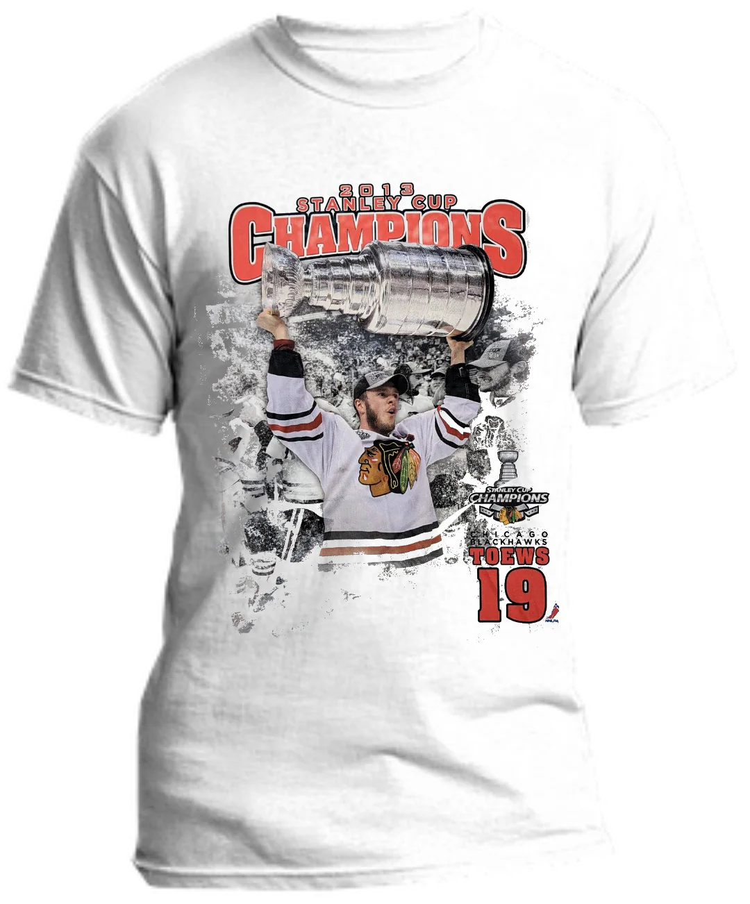 Men's Chicago Blackhawks 2013 Stanley Cup Champions Jonathan Toews White Performance Tee By Levelwear