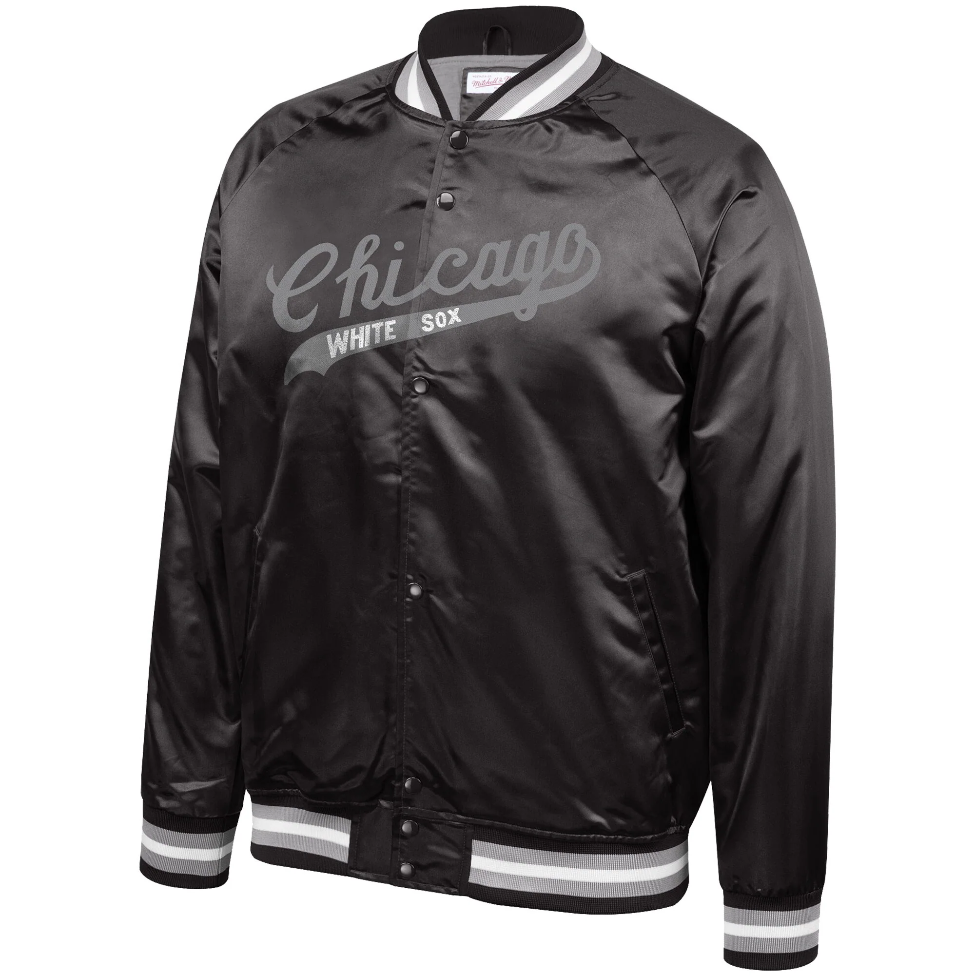 Men's Chicago White Sox Mitchell & Ness Cooperstown Collection Black Satin Full-Snap Jacket